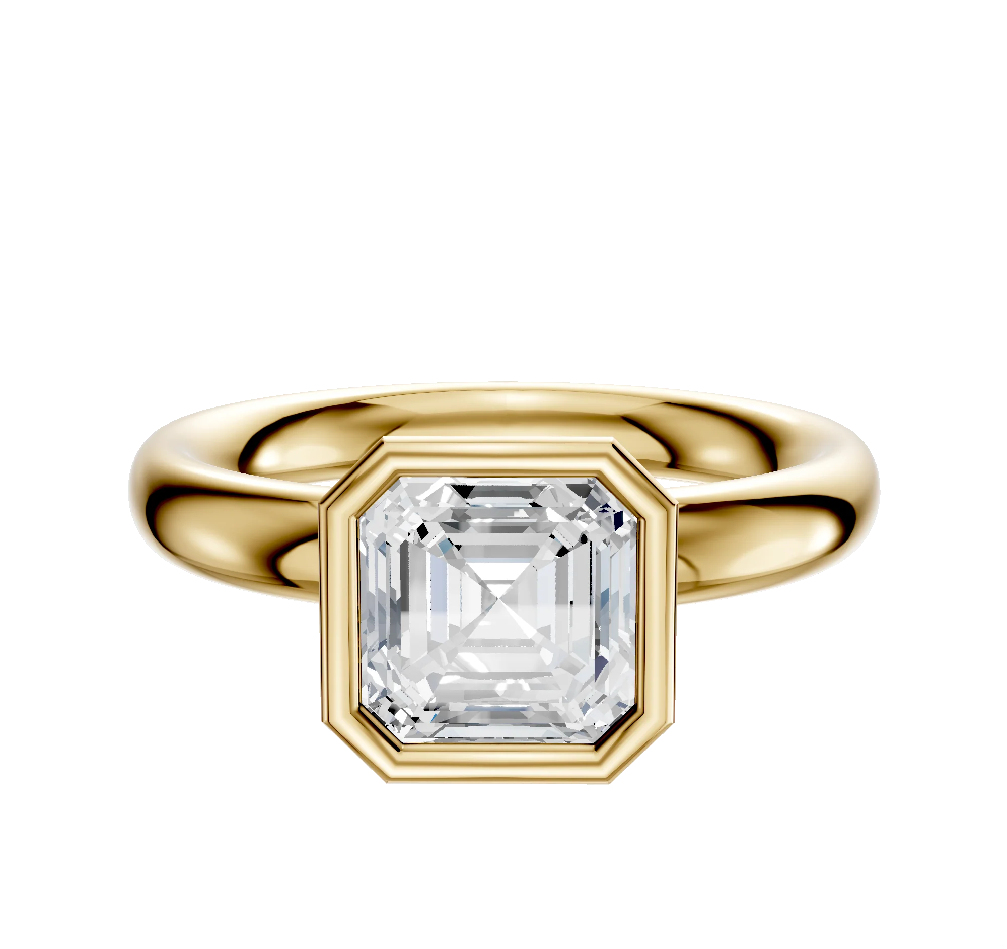 18K Yellow Gold Bezel Full Bezel North/South Classic Dome 3.0mm Engagement Ring