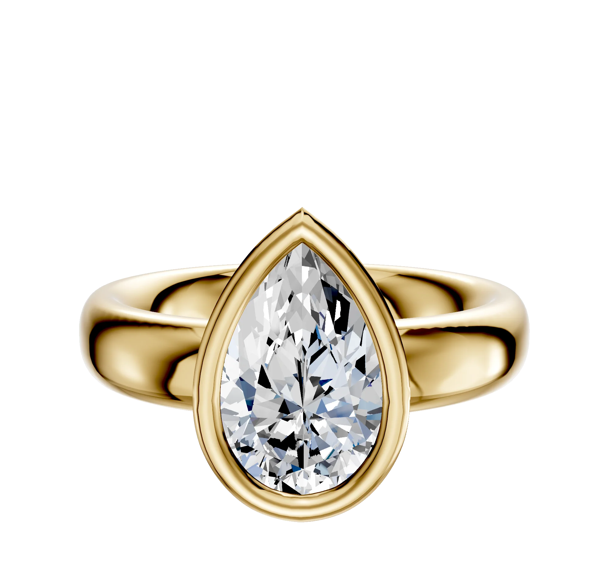 18K Yellow Gold Bezel Full Bezel North/South Classic Dome 4.0mm Engagement Ring