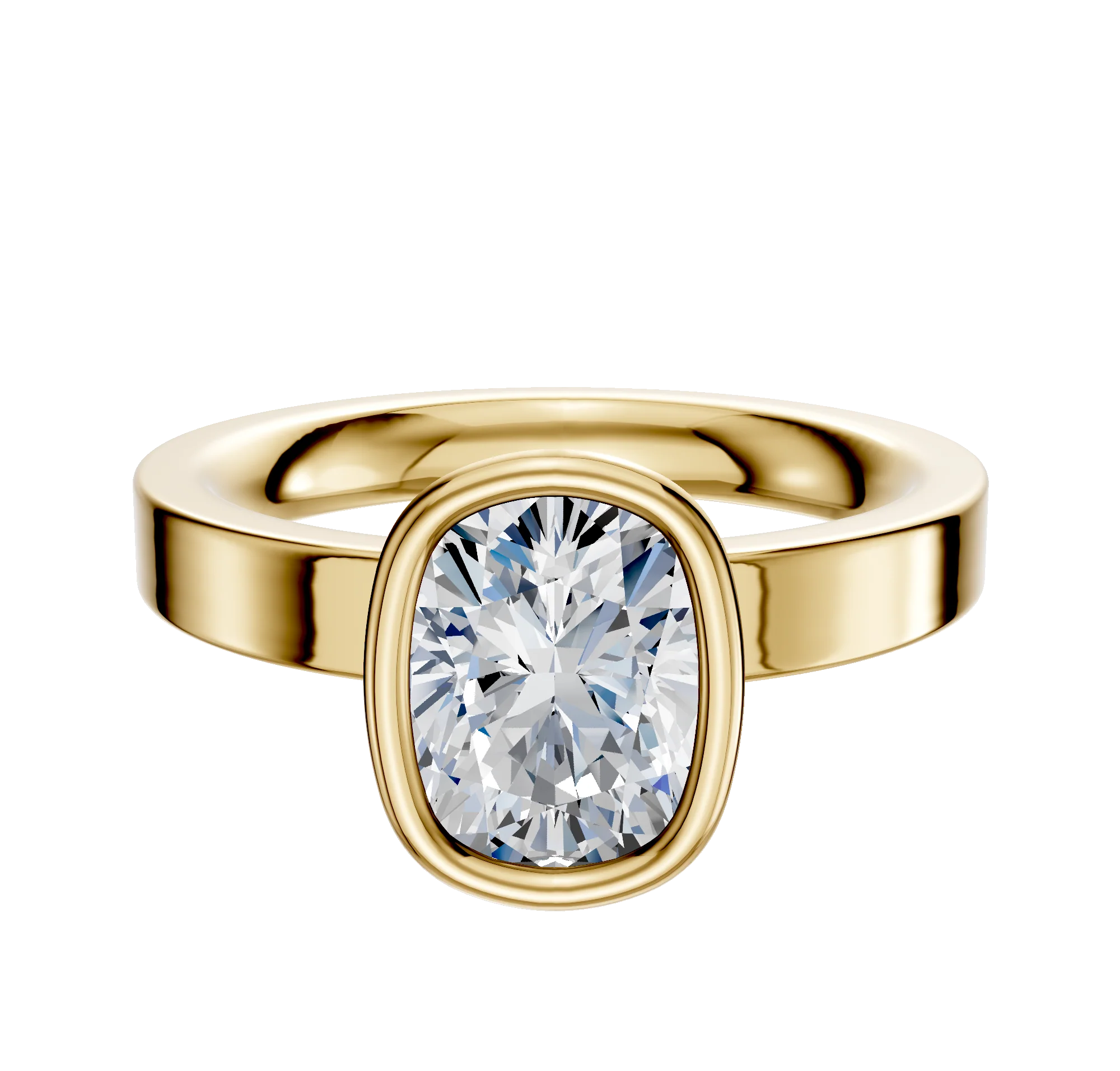 18K Yellow Gold Bezel Full Bezel North/South Classic Flat 3.0mm Engagement Ring