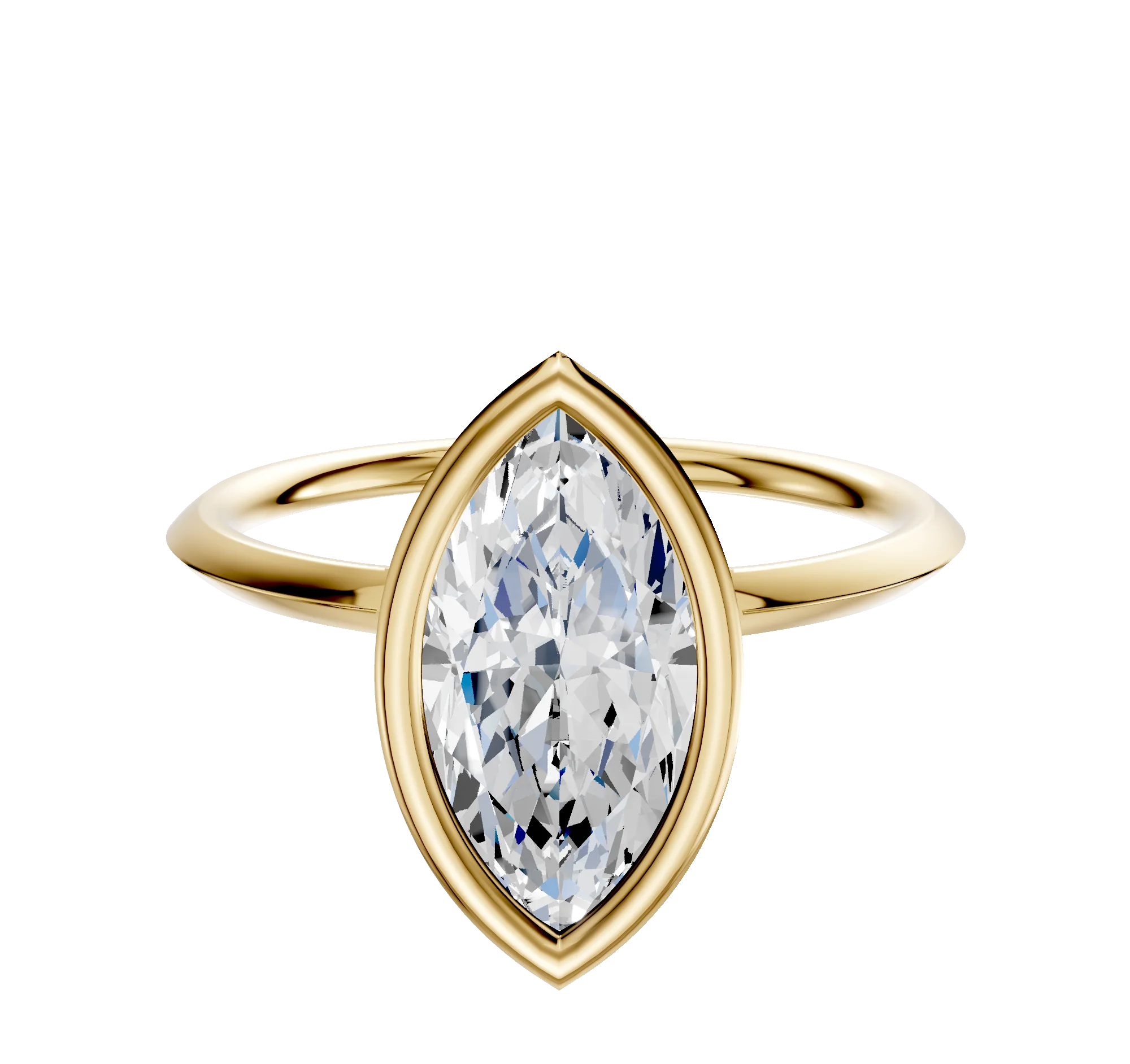18K Yellow Gold Bezel Full Bezel North/South Classic Knife Edge 1.5mm Engagement Ring