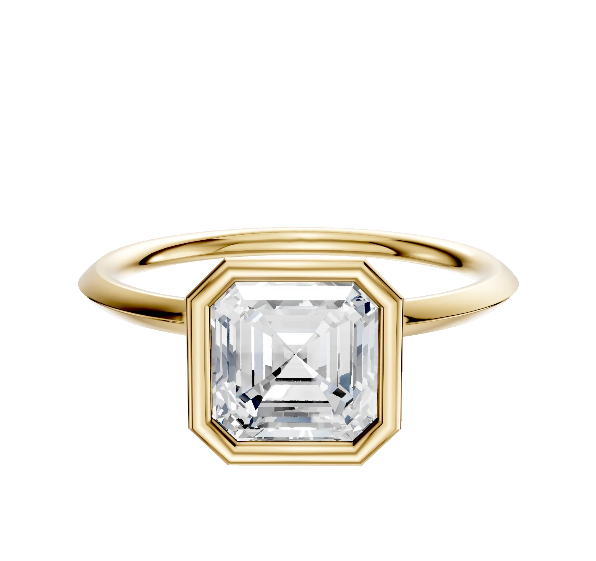 18K Yellow Gold Bezel Full Bezel North/South Classic Knife Edge 1.5mm Engagement Ring