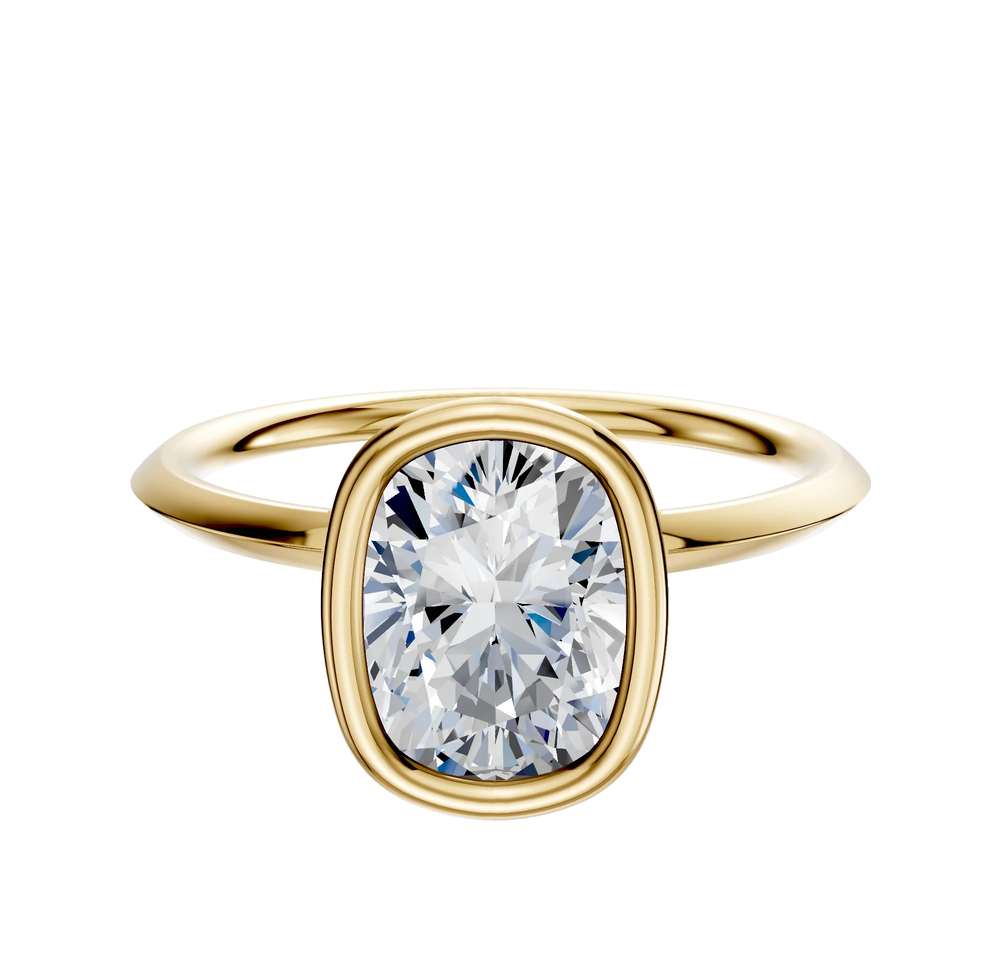 18K Yellow Gold Bezel Full Bezel North/South Classic Knife Edge 1.5mm Engagement Ring
