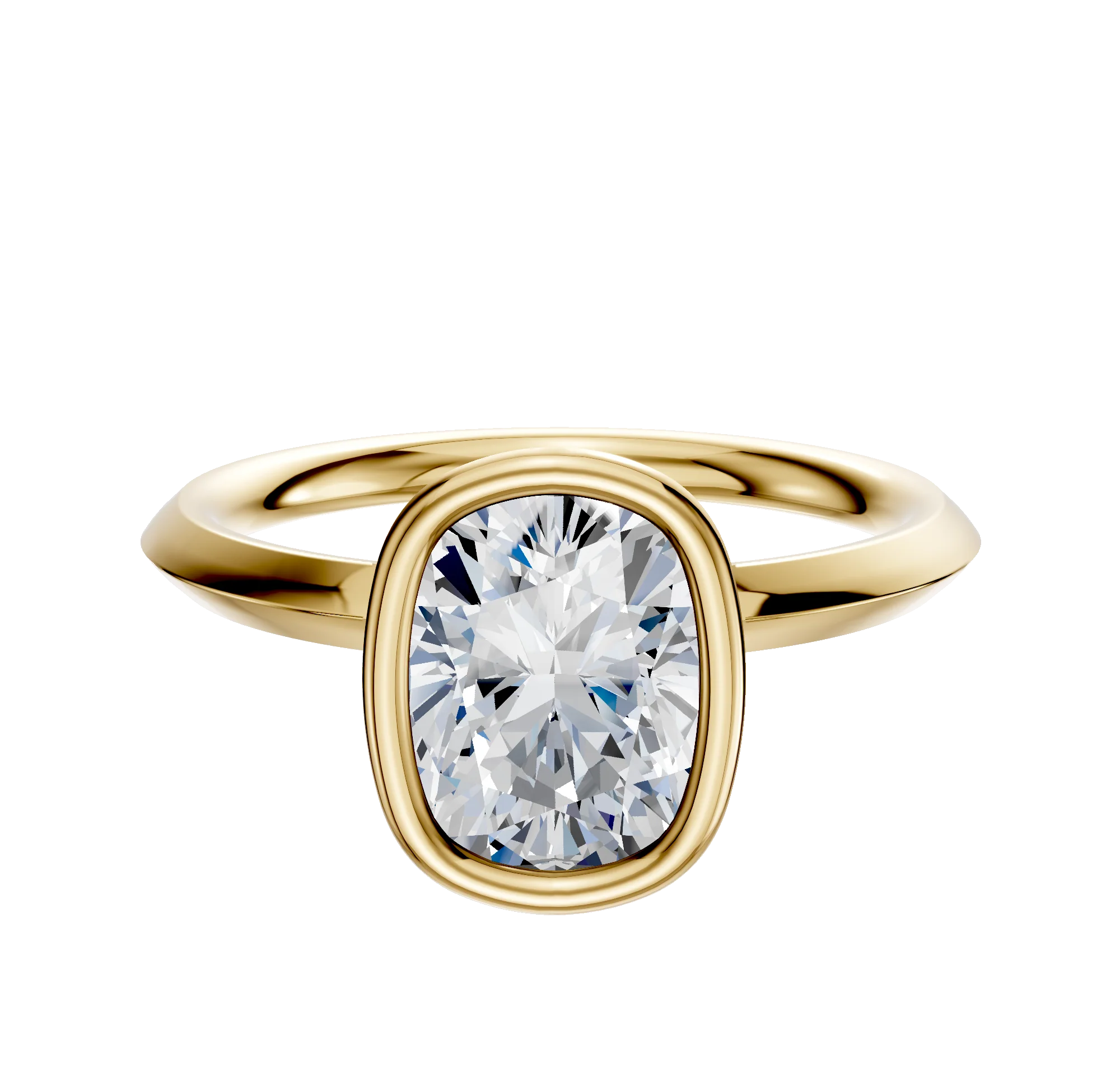 18K Yellow Gold Bezel Full Bezel North/South Classic Knife Edge 2.0mm Engagement Ring