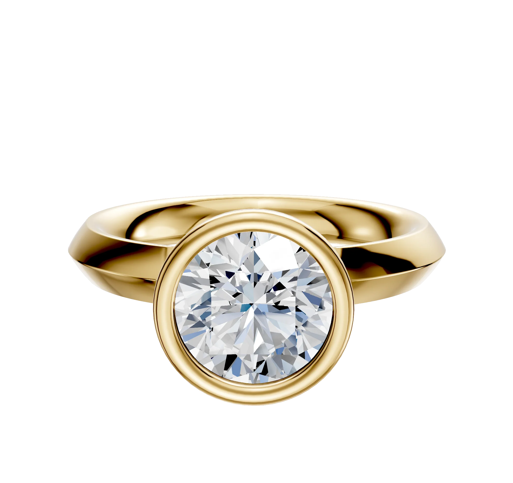 18K Yellow Gold Bezel Full Bezel North/South Classic Knife Edge 3.0mm Engagement Ring