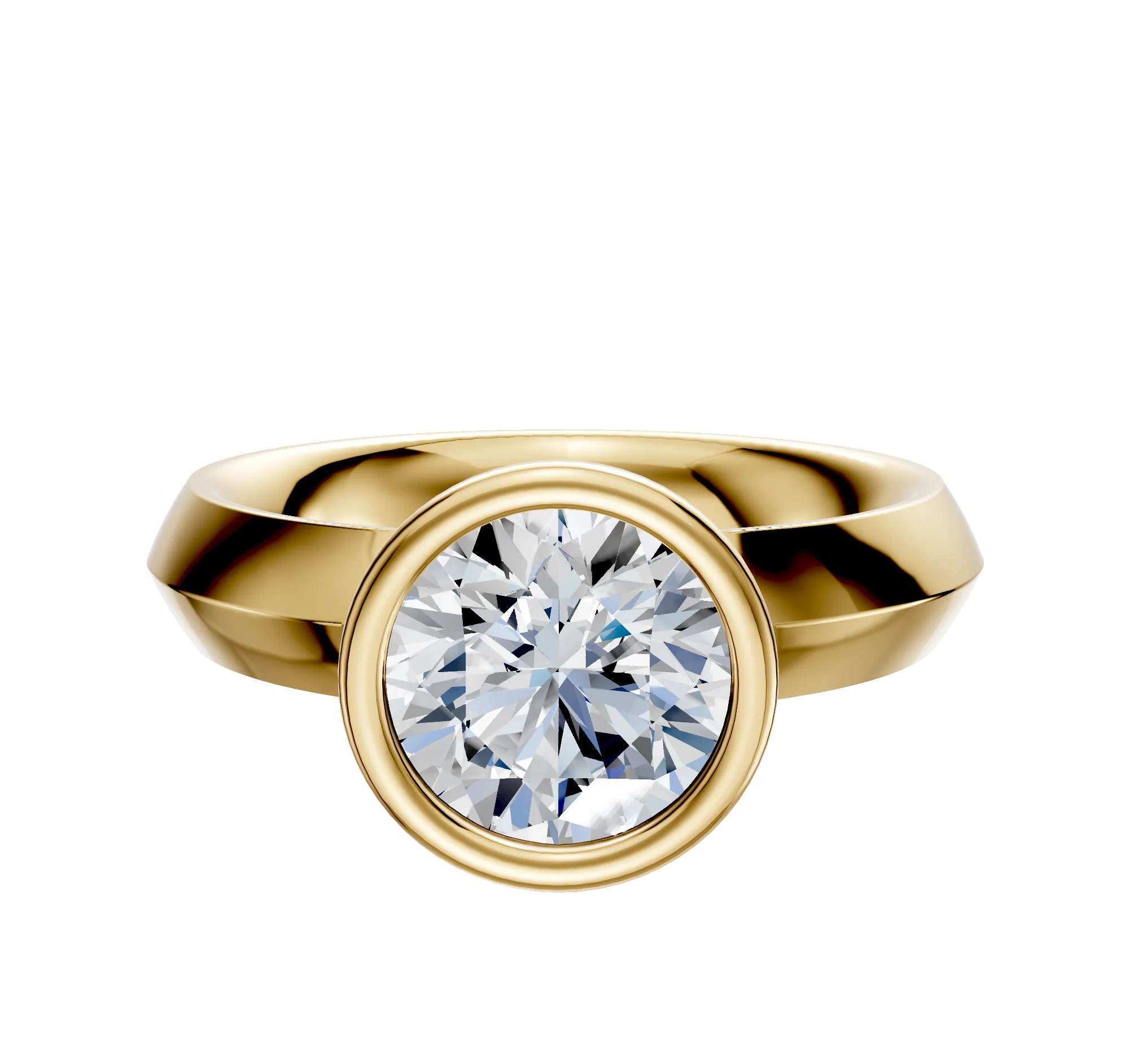 18K Yellow Gold Bezel Full Bezel North/South Classic Knife Edge 4.0mm Engagement Ring