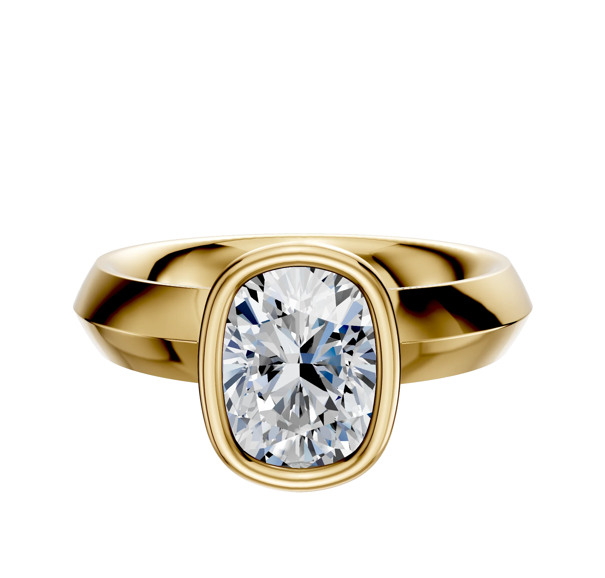 18K Yellow Gold Bezel Full Bezel North/South Classic Knife Edge 4.0mm Engagement Ring