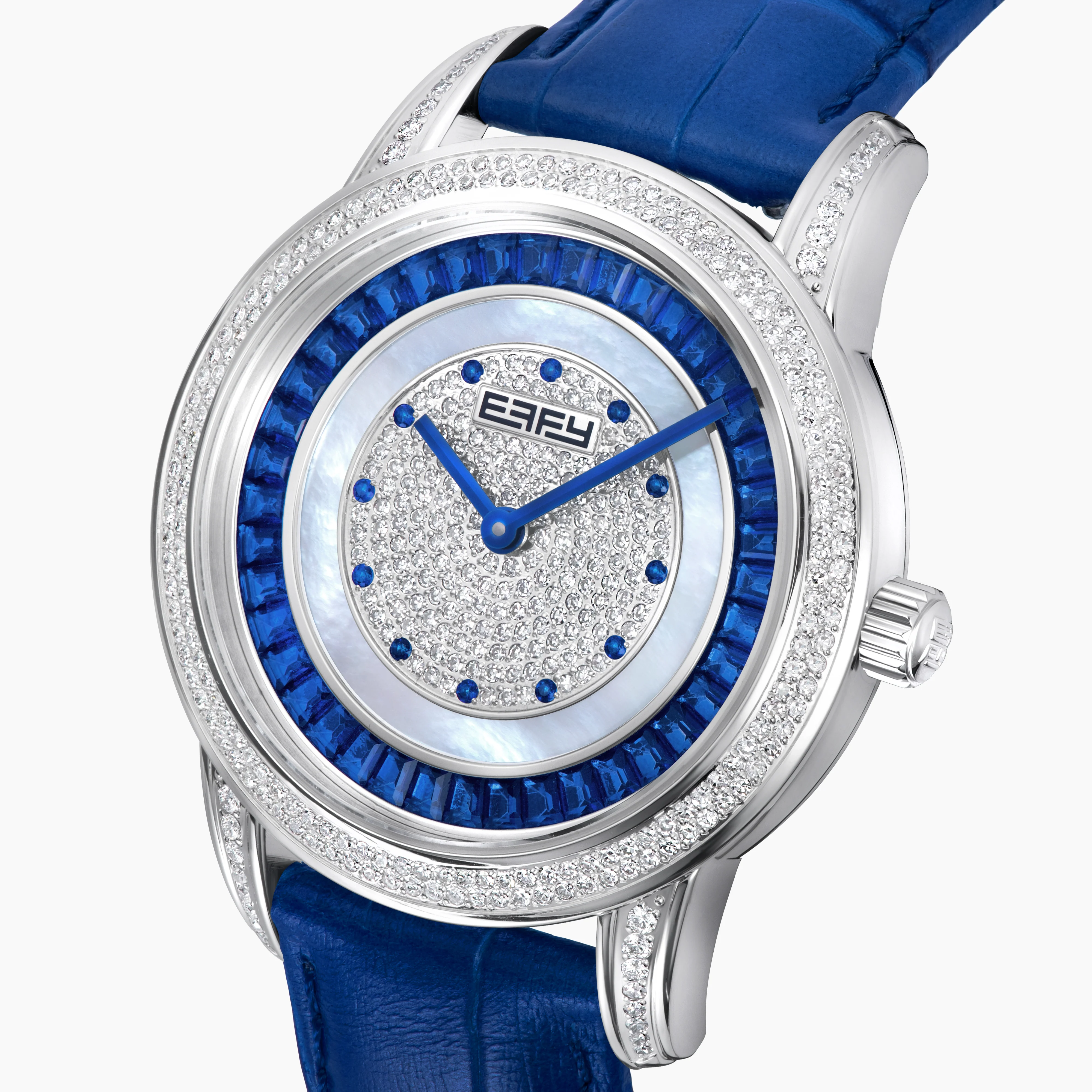 38MM Swiss Made Stainless Steel with Diamonds and Blue Topaz - Image 3