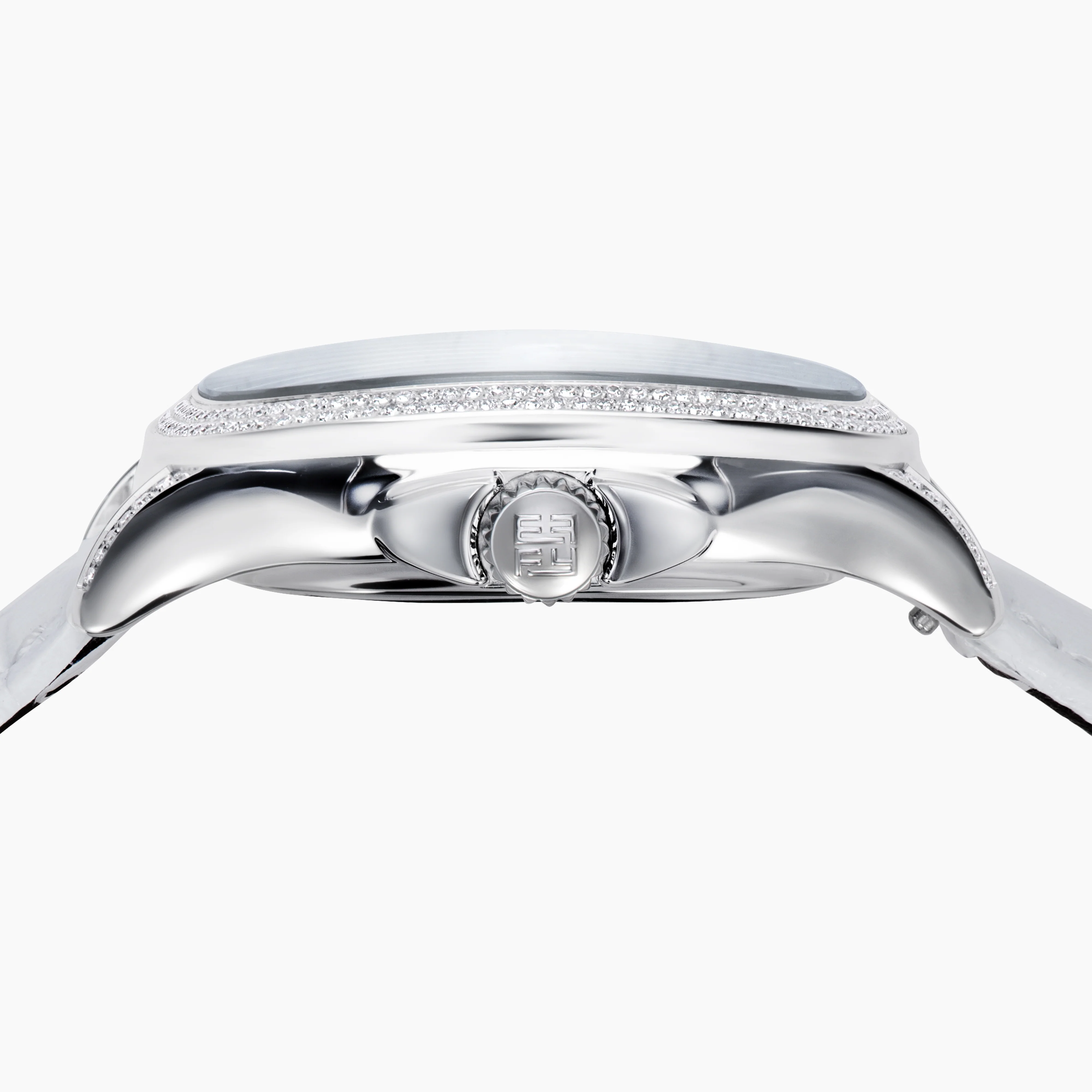 39MM Swiss Made Stainless Steel Watch with Diamonds and Rainbow Sapphires - Image 4