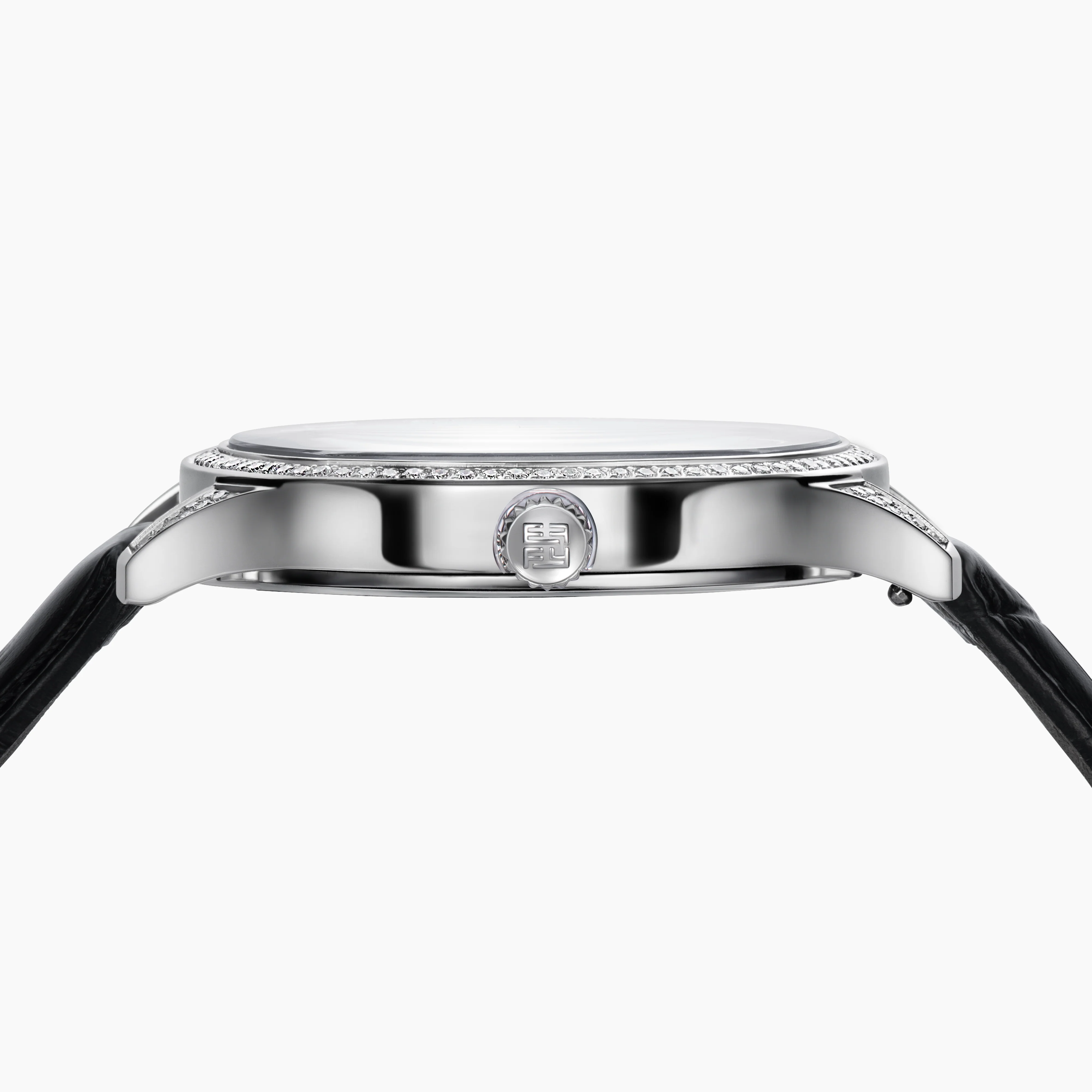 41MM Swiss Made Stainless Steel Peacock Watch with Diamonds and Sapphires - Image 4