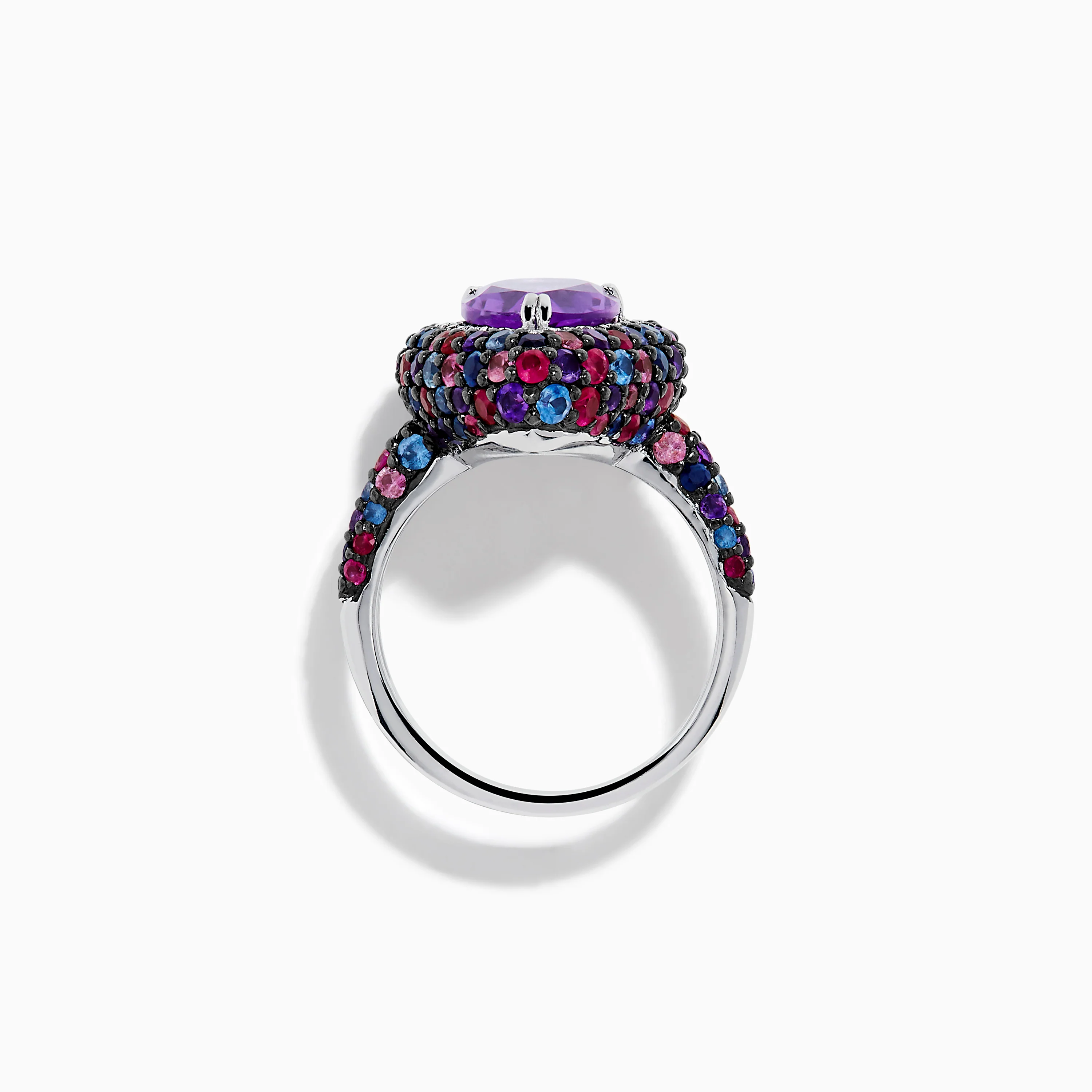 925 Sterling Silver Amethyst Pear Multi Gemstone Halo Ring - Image 3