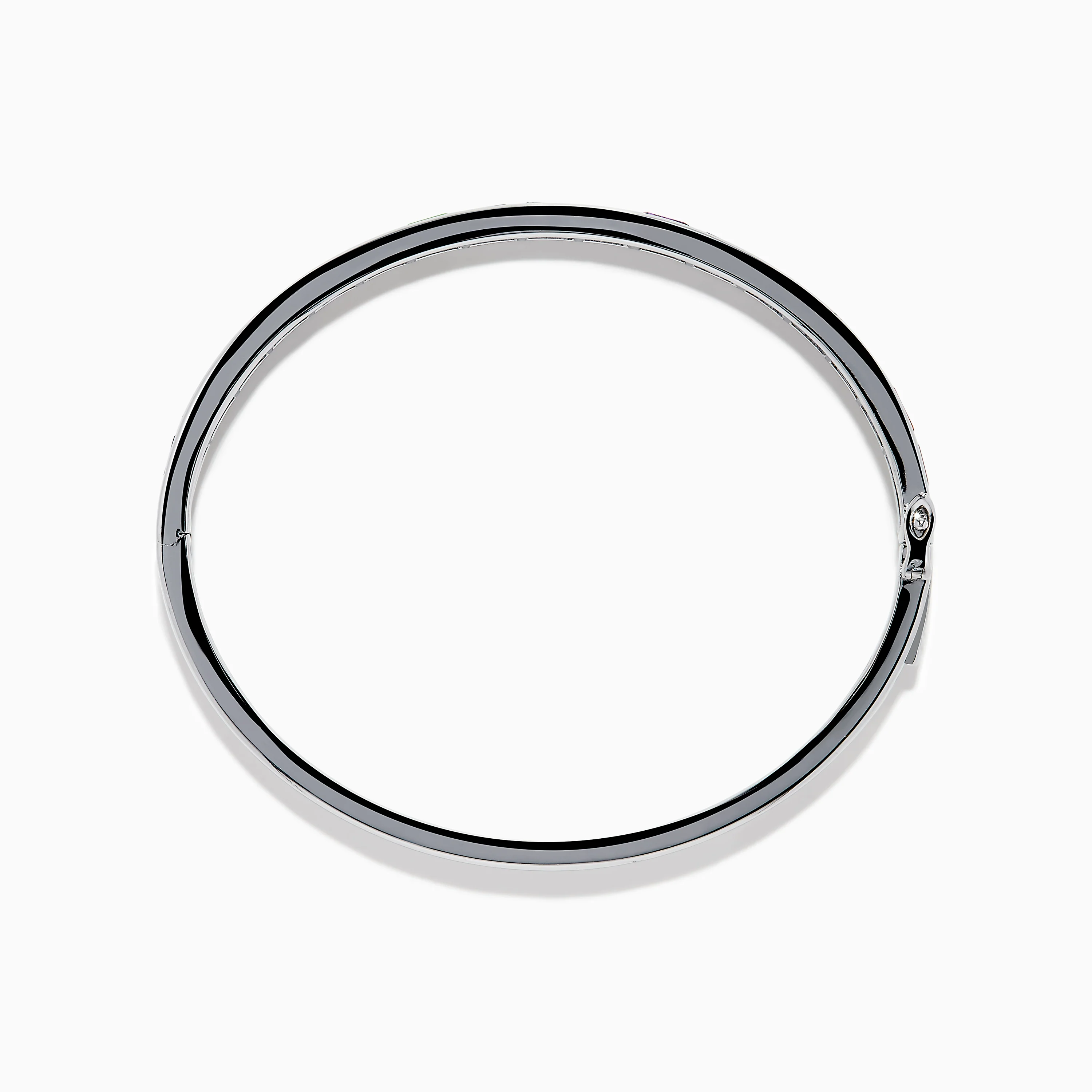 925 Sterling Silver Baguette Multi Color Gemstone Bangle - Image 3