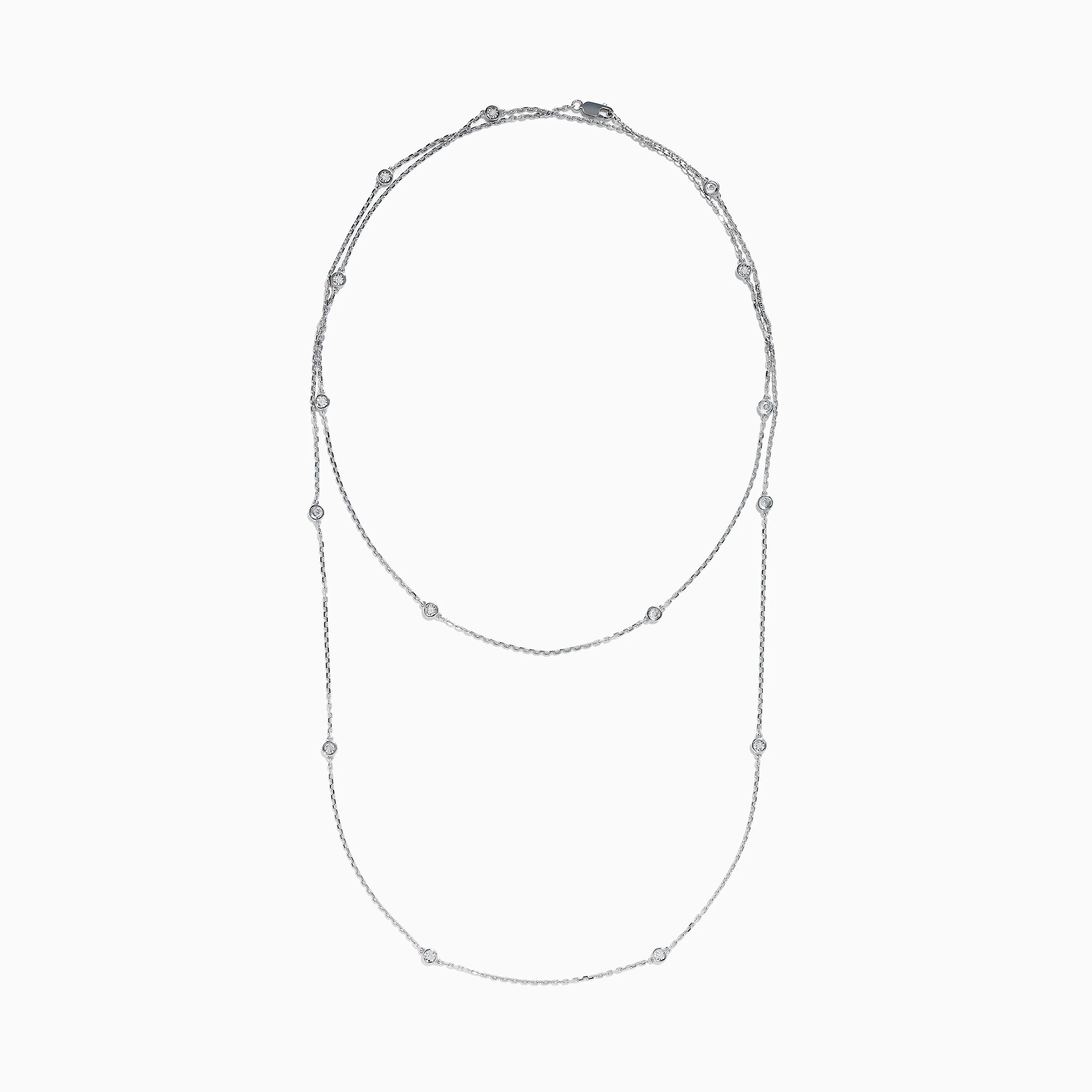 925 Sterling Silver Diamond 36 Inch Station Necklace - Image 3