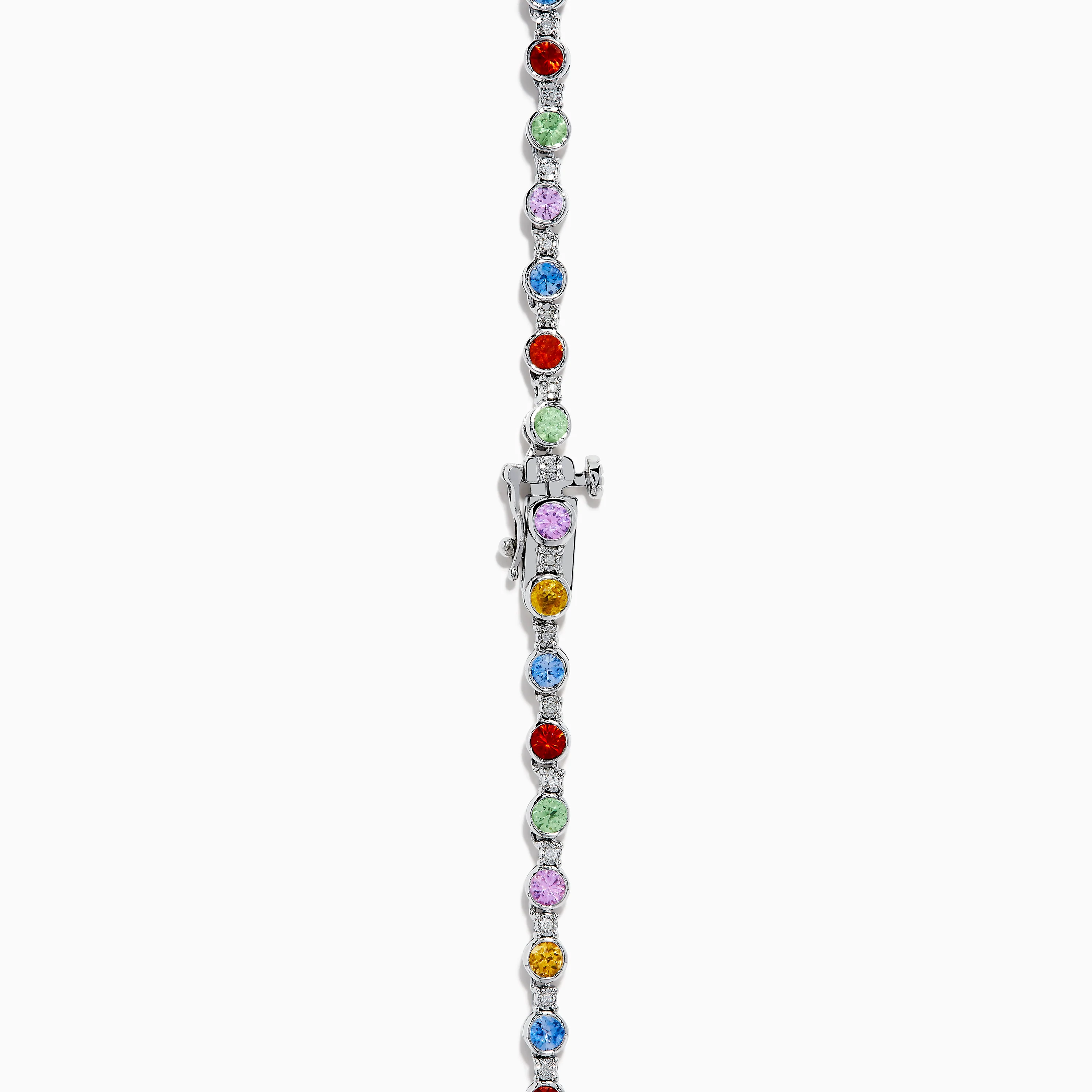925 Sterling Silver Diamond and Multi Sapphire Tennis Necklace - Image 4