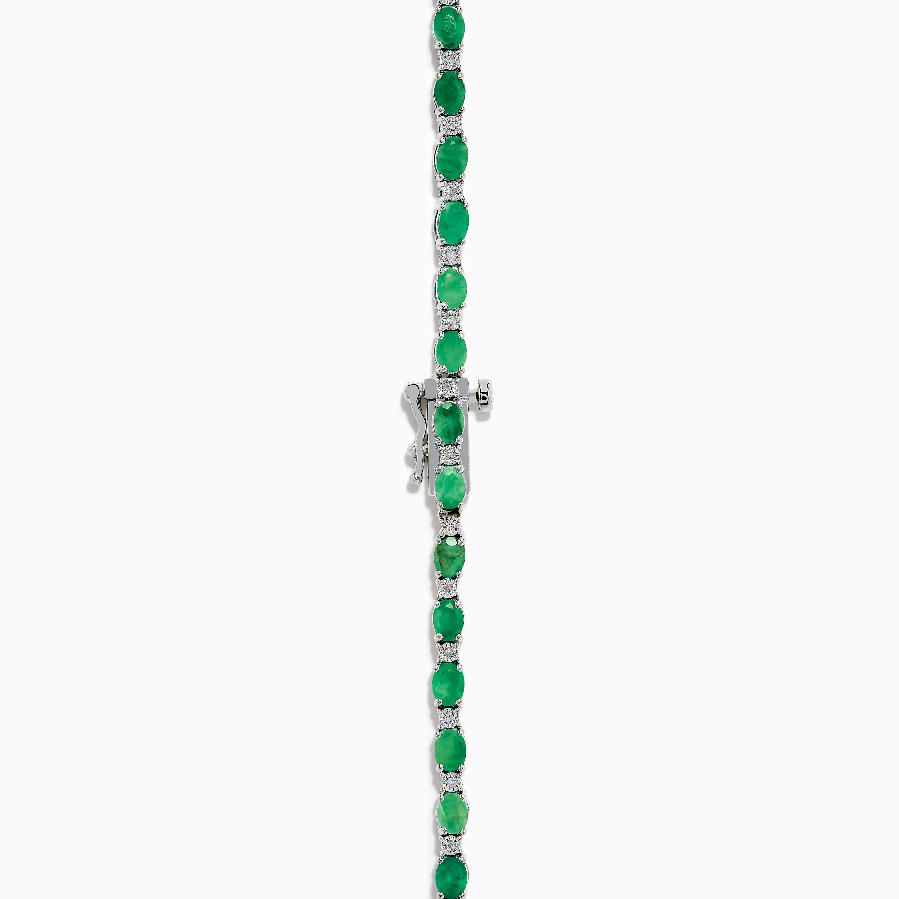 925 Sterling Silver Emerald and Diamond Tennis Necklace - Image 4