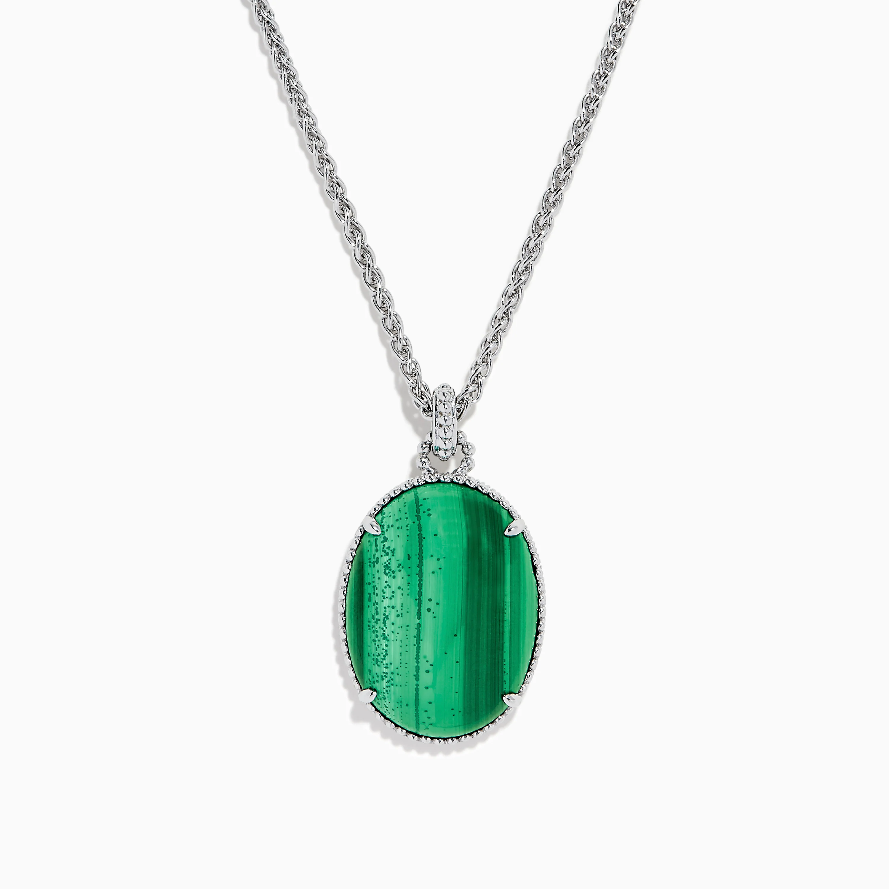 925 Sterling Silver Malachite Oval Pendant