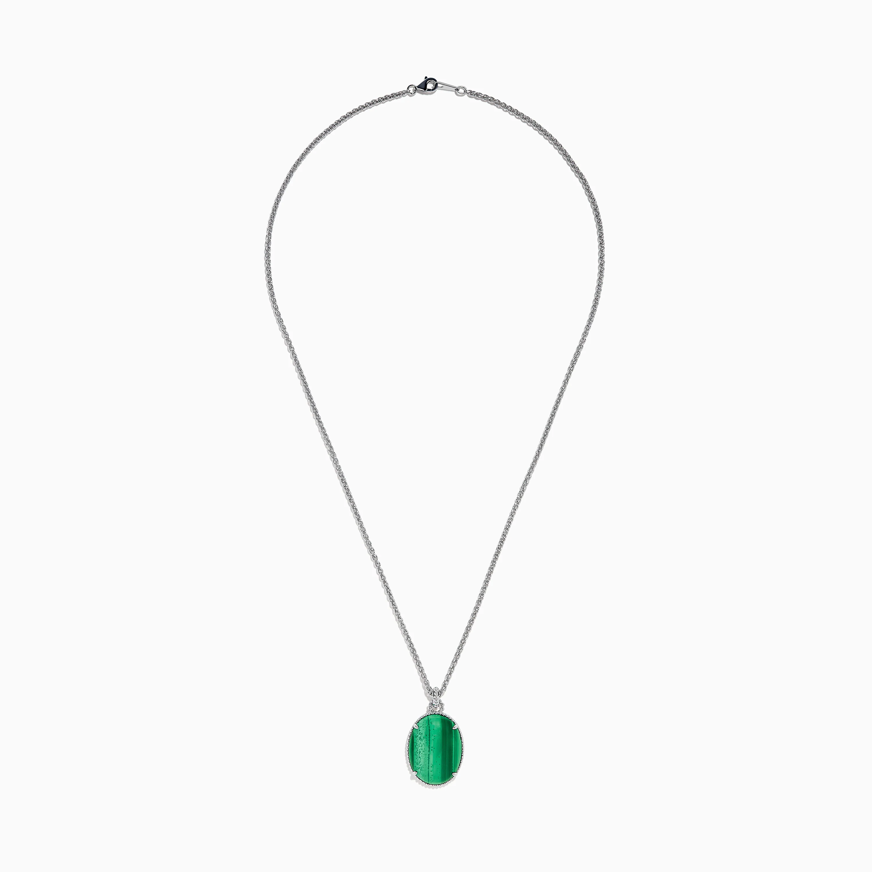 925 Sterling Silver Malachite Oval Pendant - Image 3
