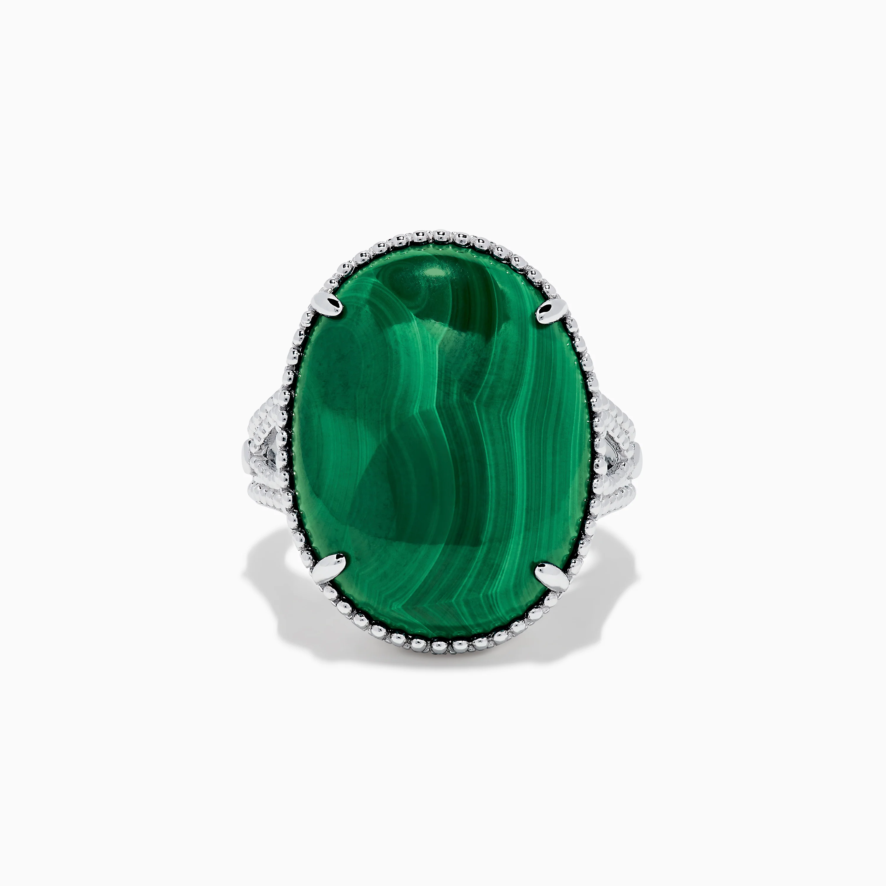 925 Sterling Silver Malachite Oval Ring