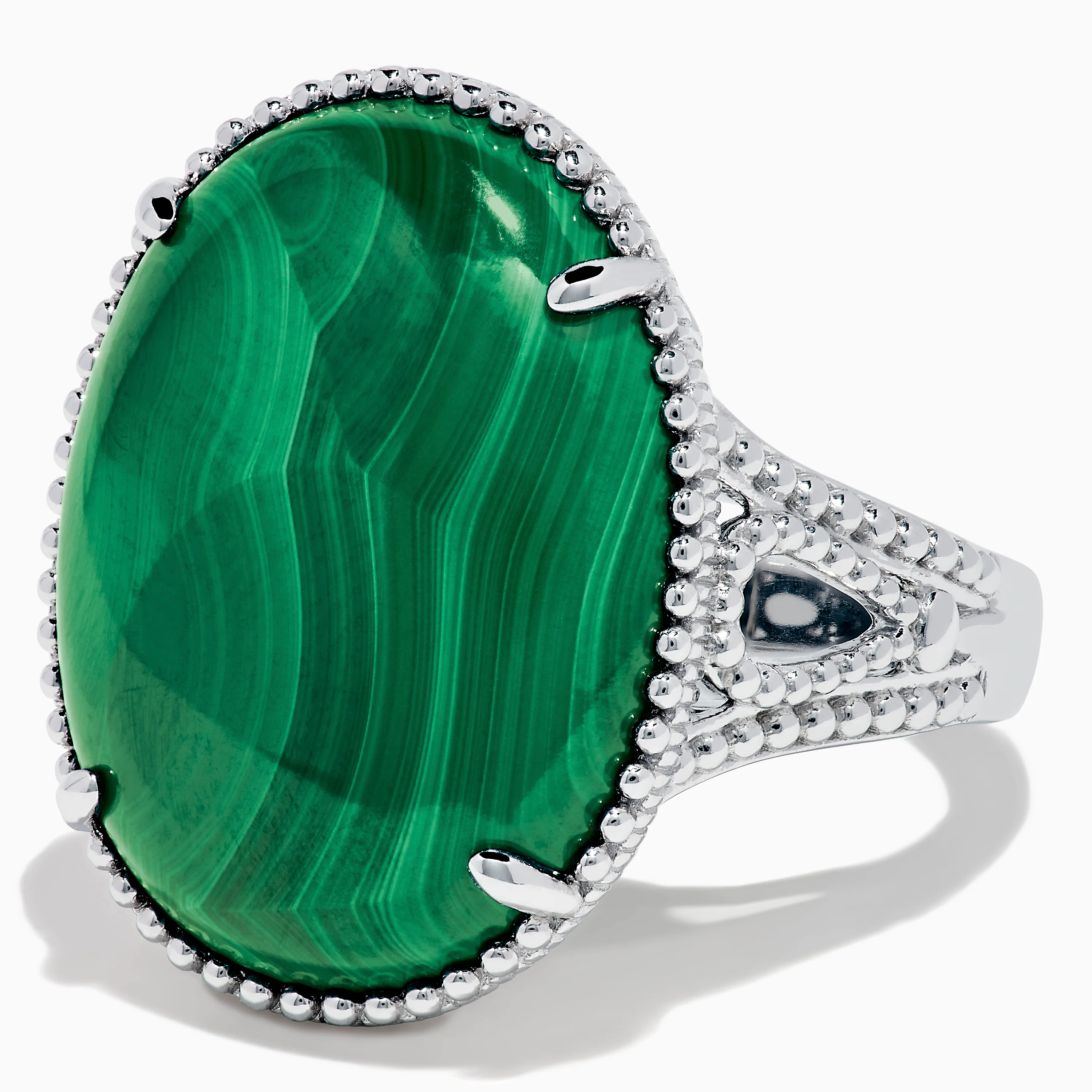 925 Sterling Silver Malachite Oval Ring - Image 2