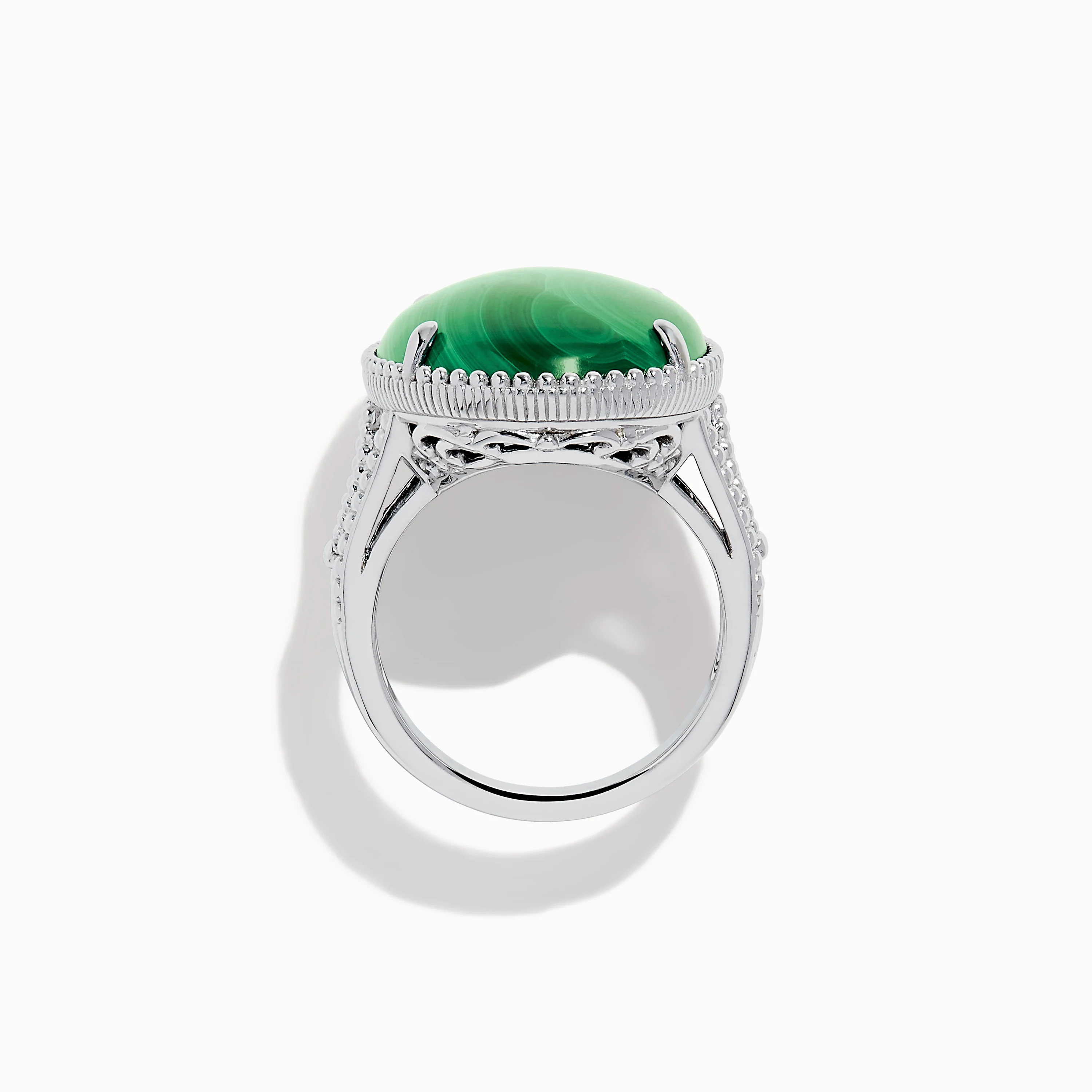 925 Sterling Silver Malachite Oval Ring - Image 3