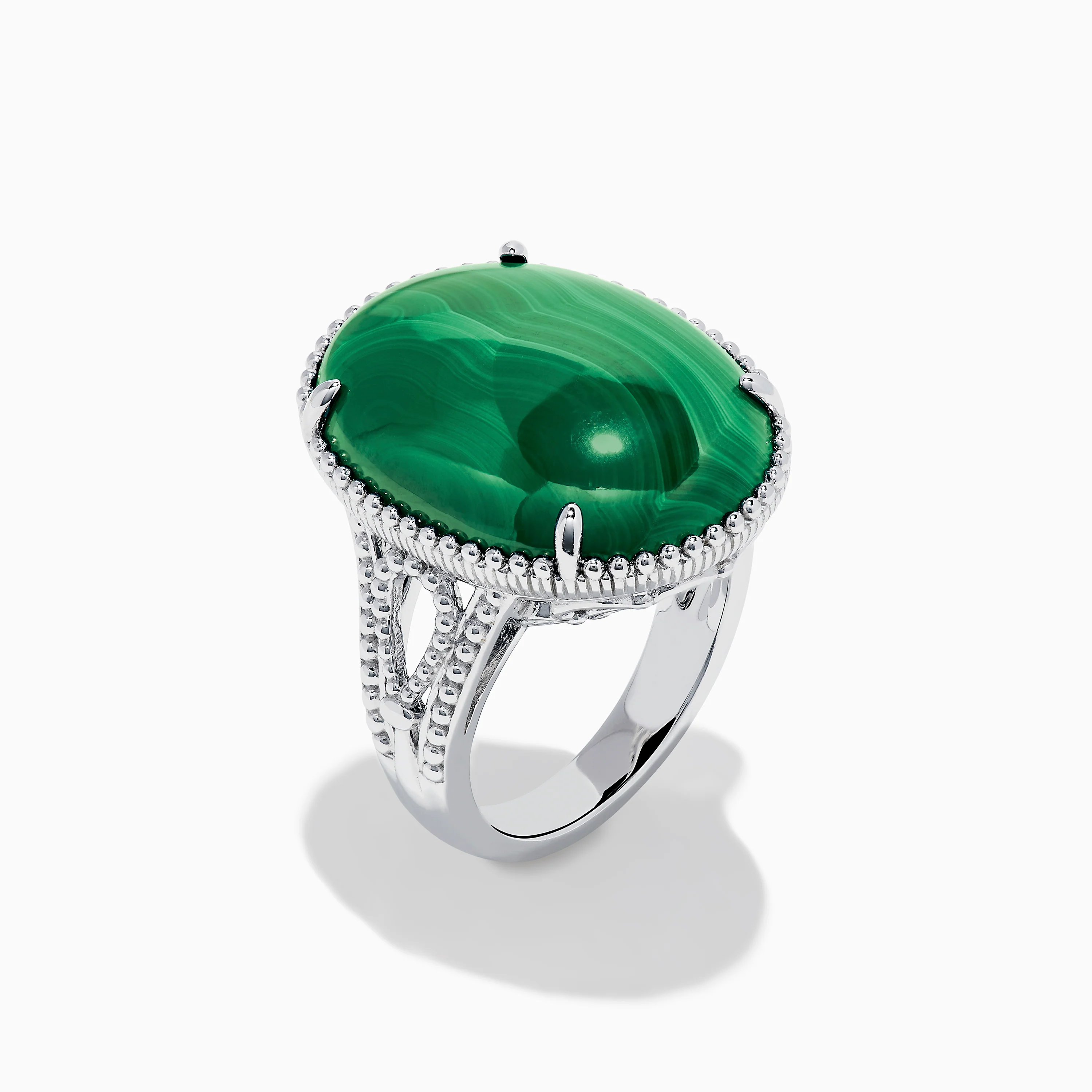 925 Sterling Silver Malachite Oval Ring - Image 4