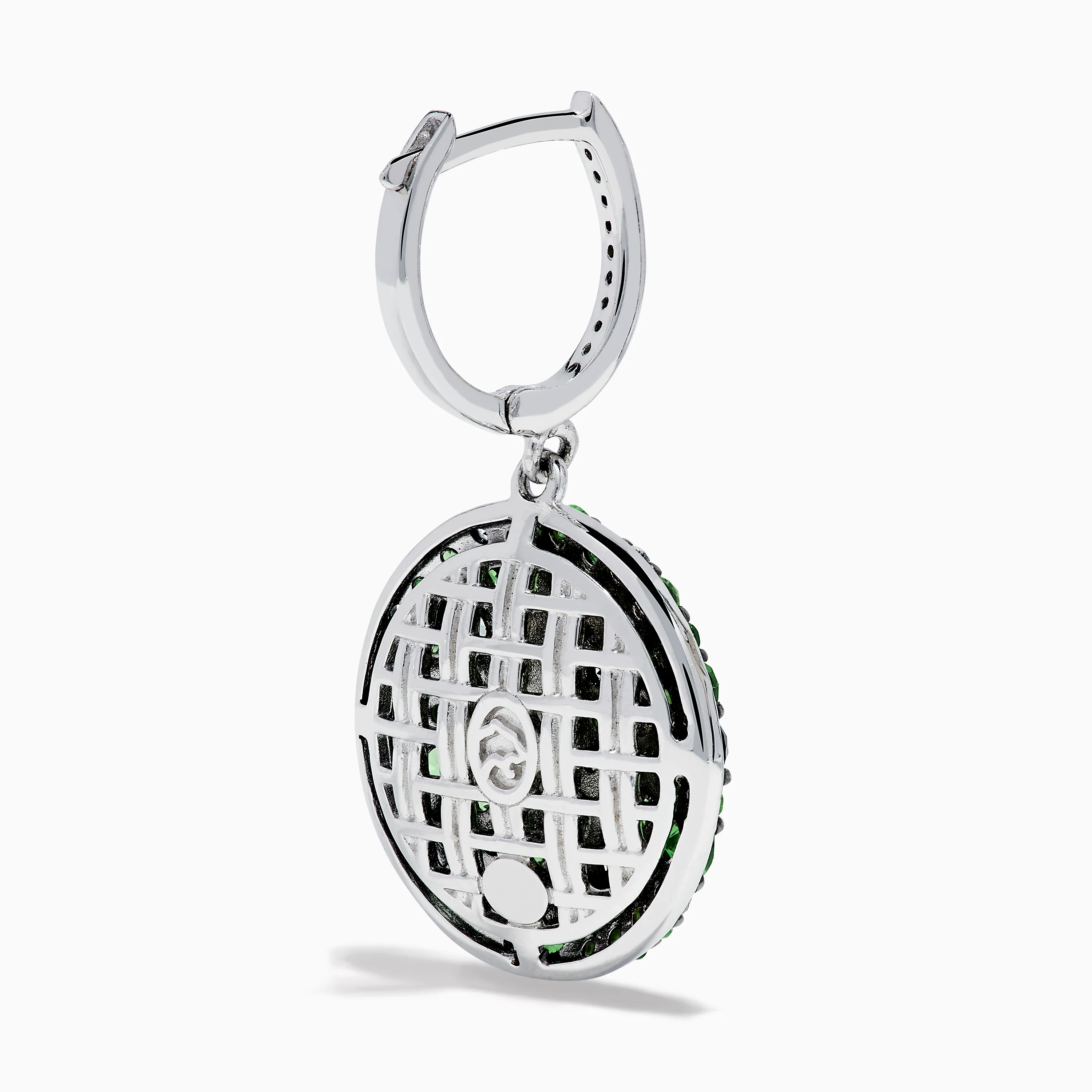 925 Sterling Silver Multi Sapphire and Diamond Pave Disc Dangle Earrings - Image 4