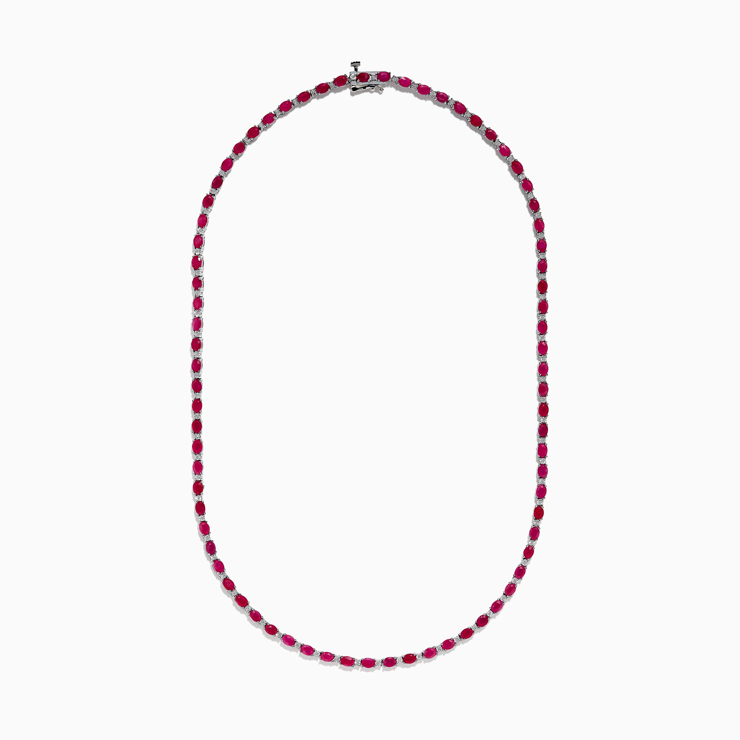 925 Sterling Silver Ruby and Diamond Tennis Necklace - Image 3