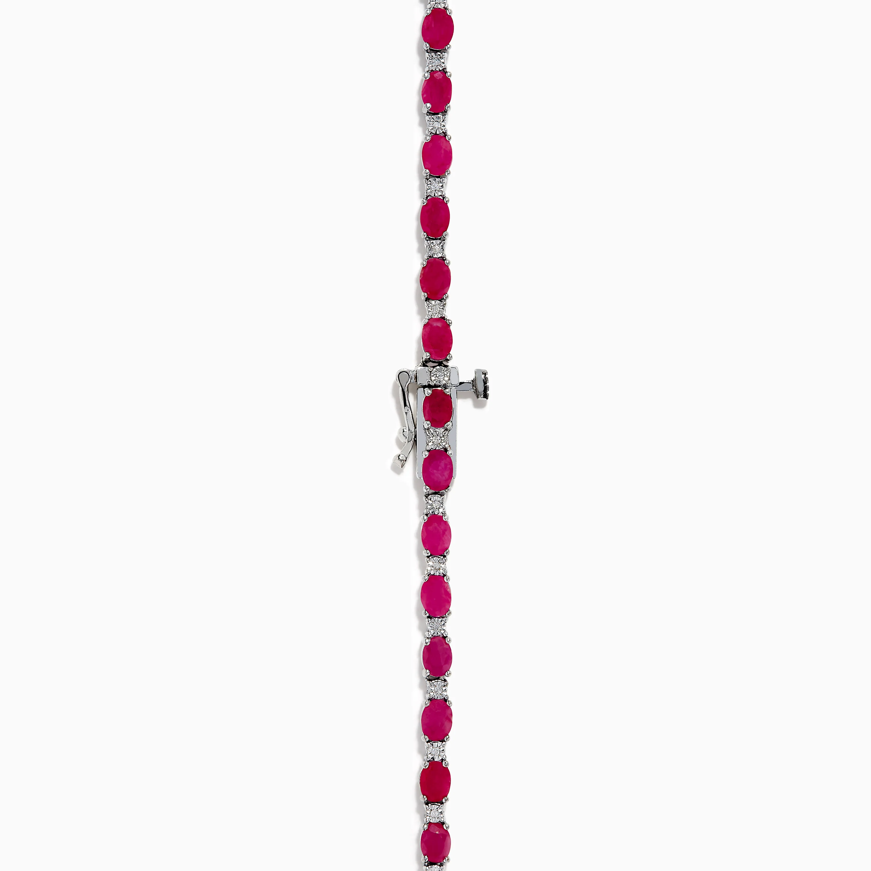925 Sterling Silver Ruby and Diamond Tennis Necklace - Image 4