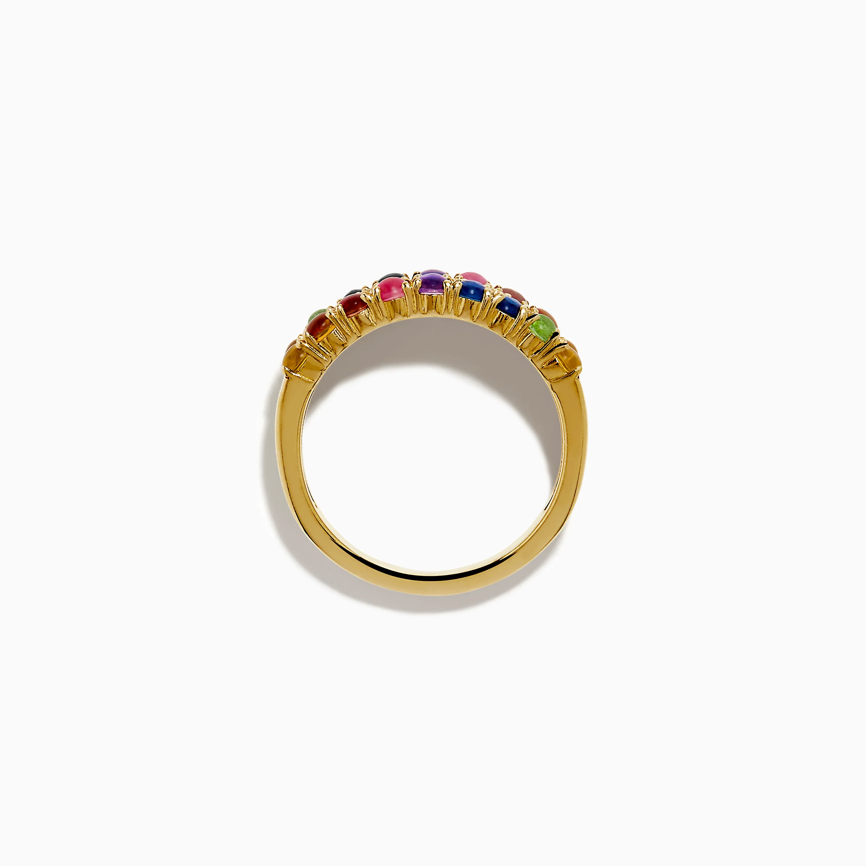925 Sterling Silver with Yellow Gold Plating Cabochon Multi Sapphire Ring - Image 3