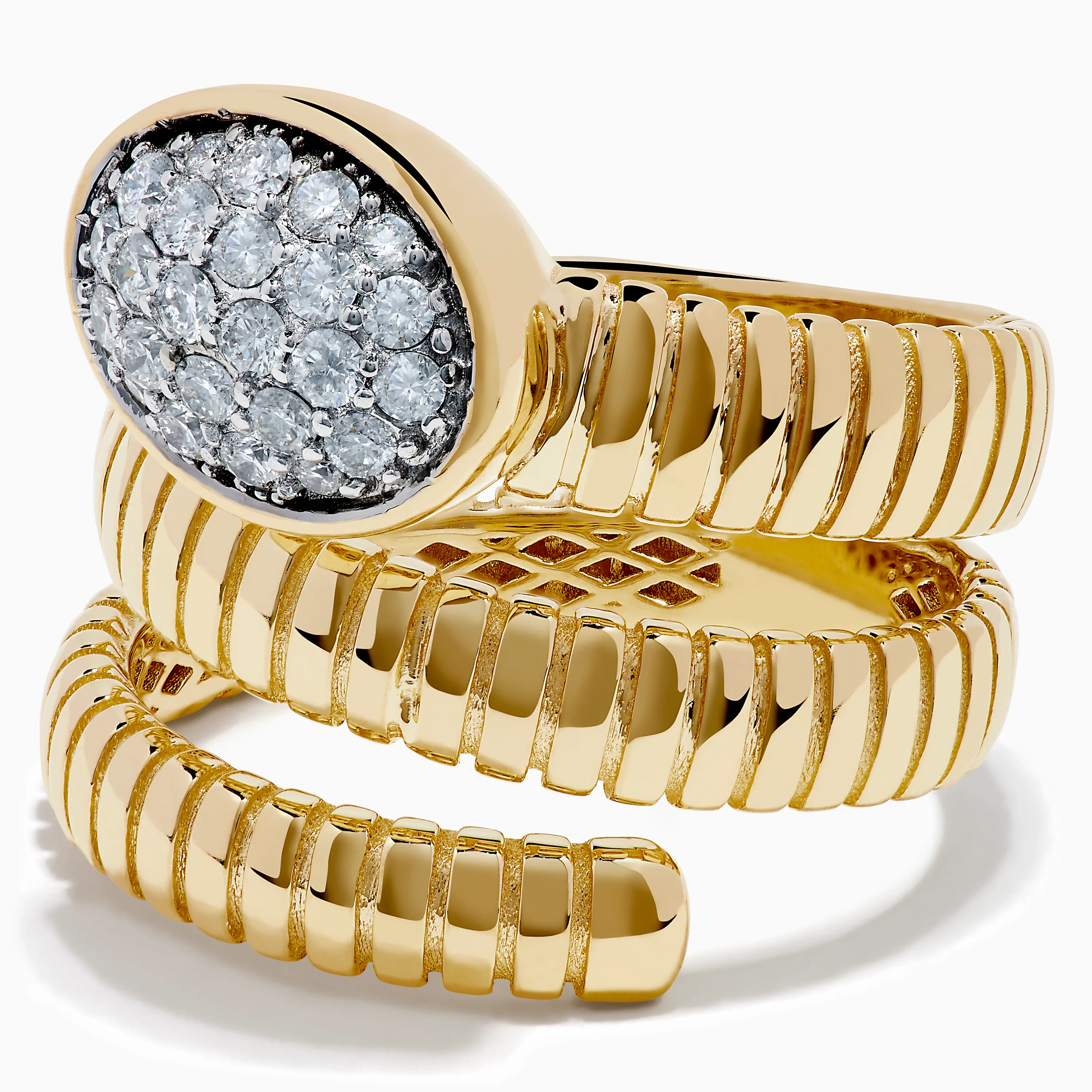 D'oro 14K Two-Tone Gold Wrap Diamond Ring - Image 2