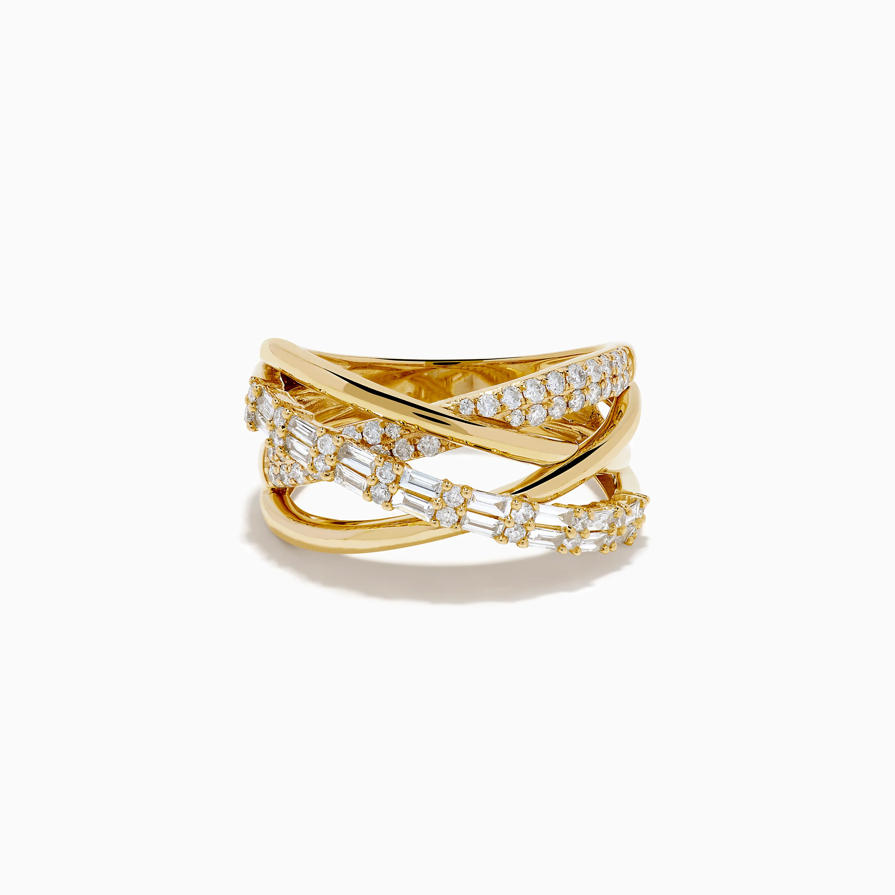 D'oro 14K Yellow Gold Diamond Crossover Ring