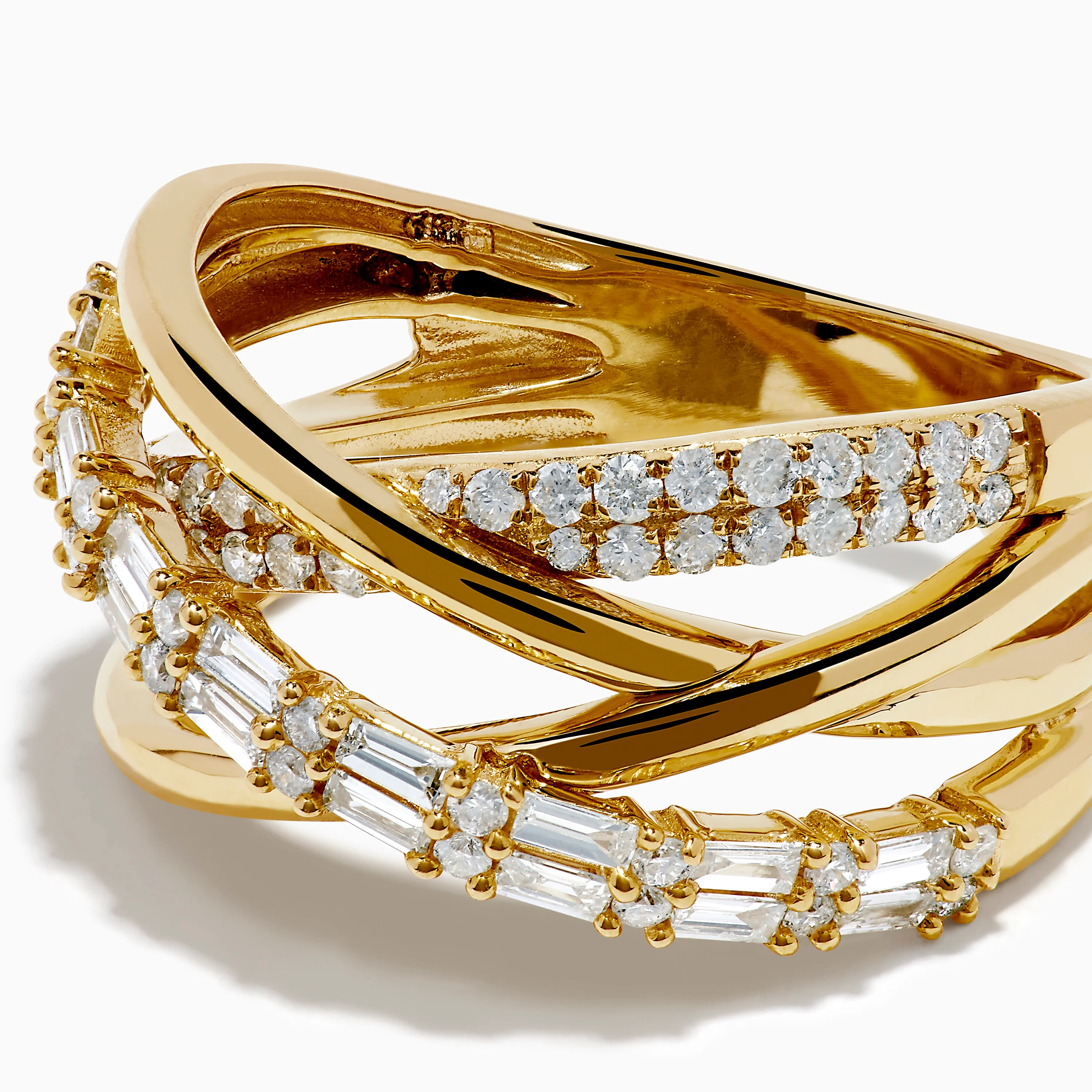 D'oro 14K Yellow Gold Diamond Crossover Ring - Image 2