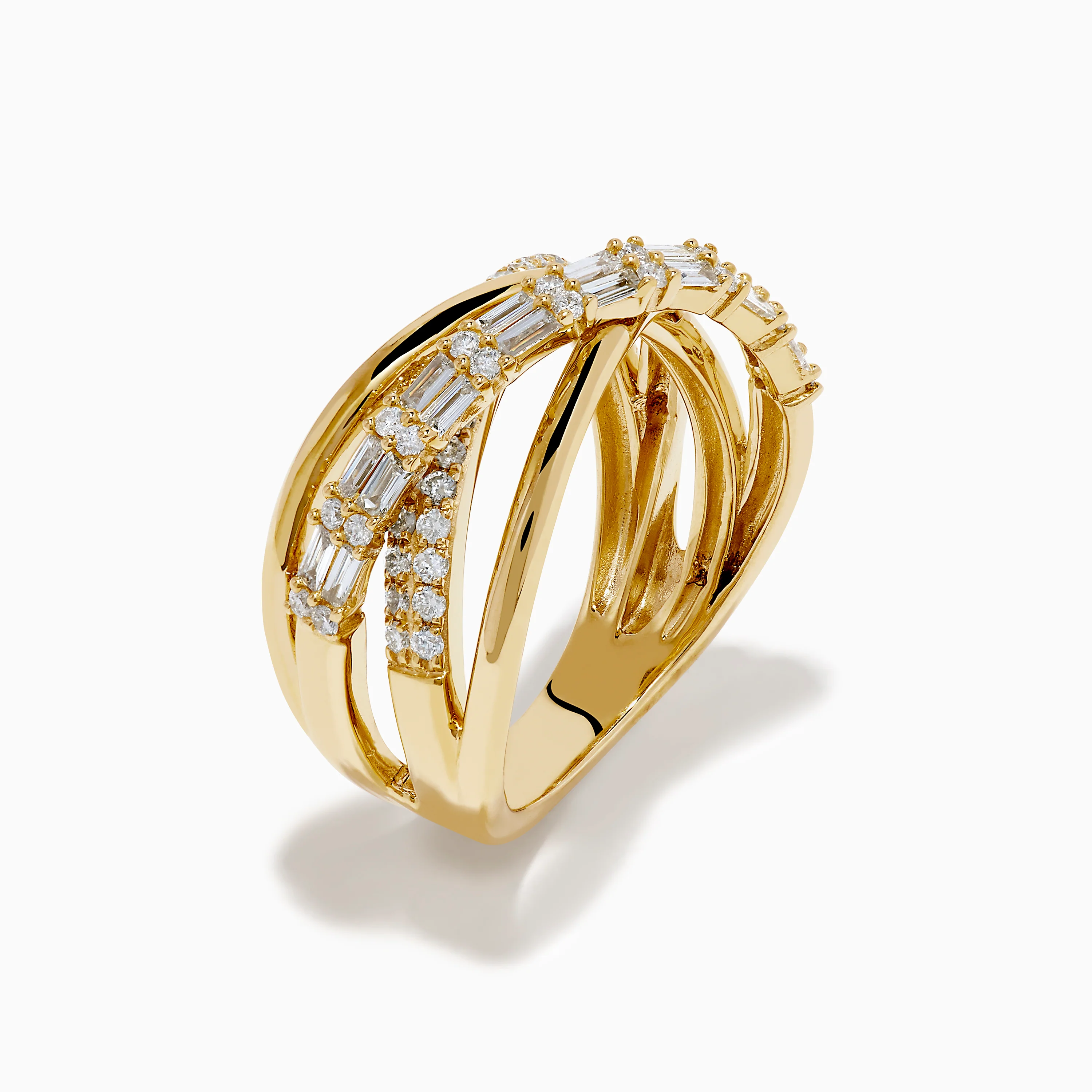 D'oro 14K Yellow Gold Diamond Crossover Ring - Image 4