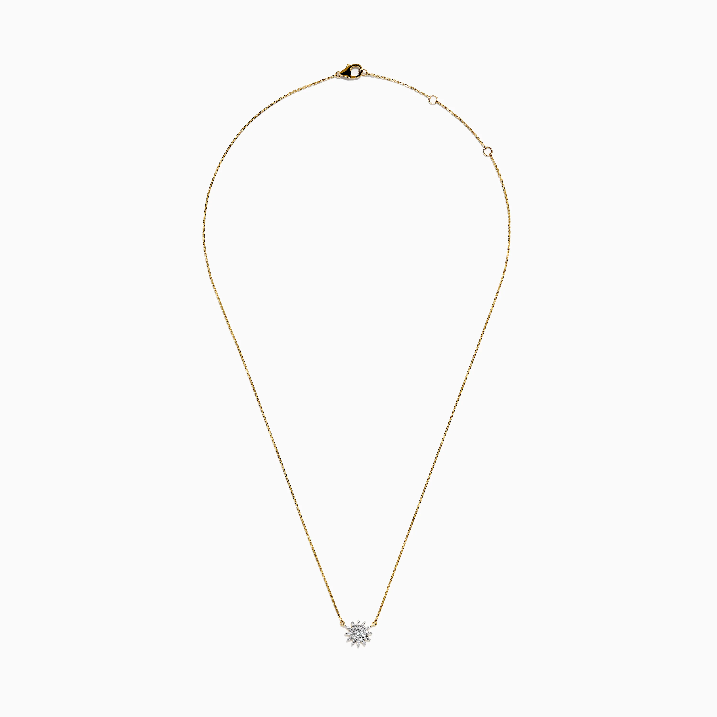 D'Oro 14K Yellow Gold Diamond Sunburst Collarbone Necklace - Image 3