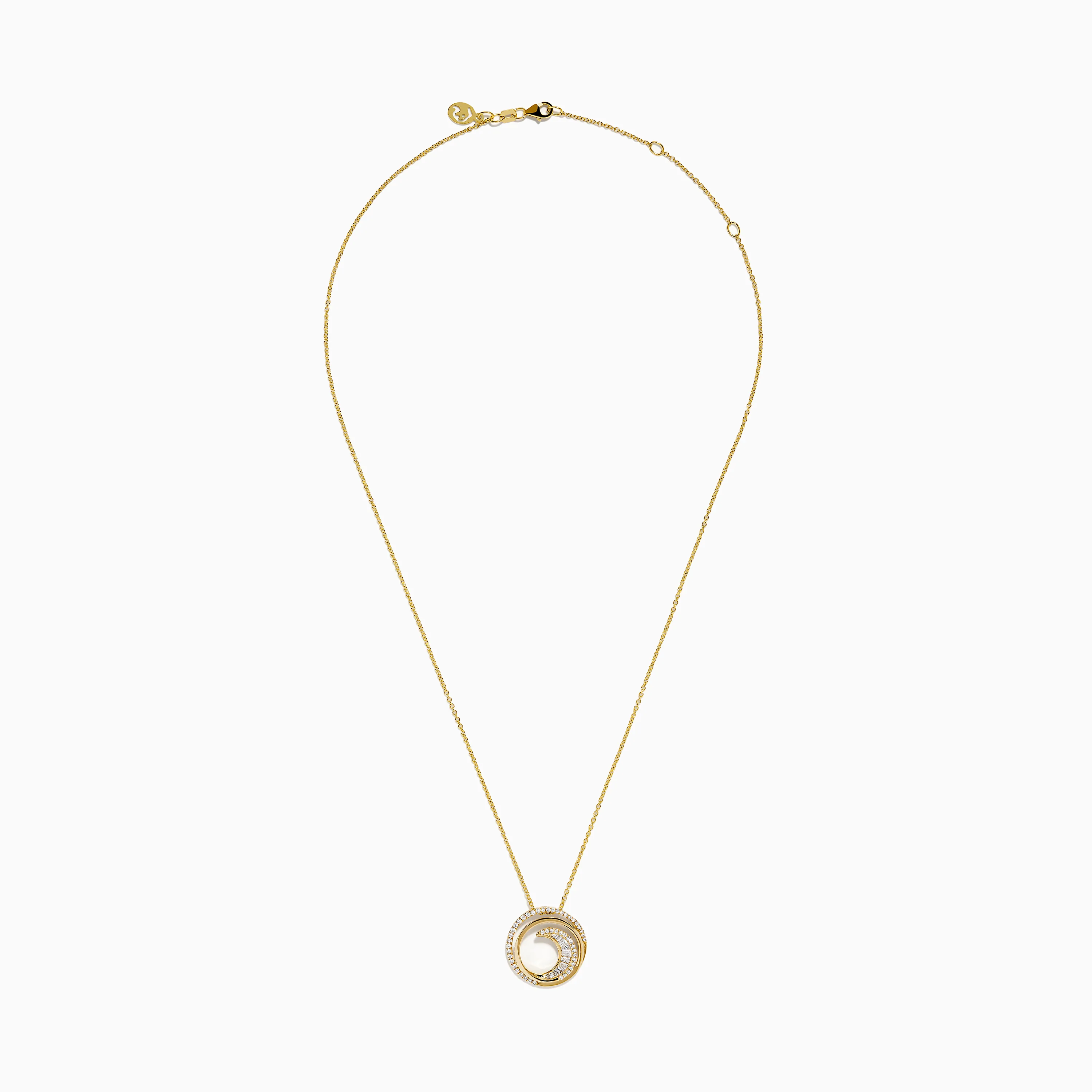 D'Oro 14K Yellow Gold Diamond Swirl Pendant - Image 3