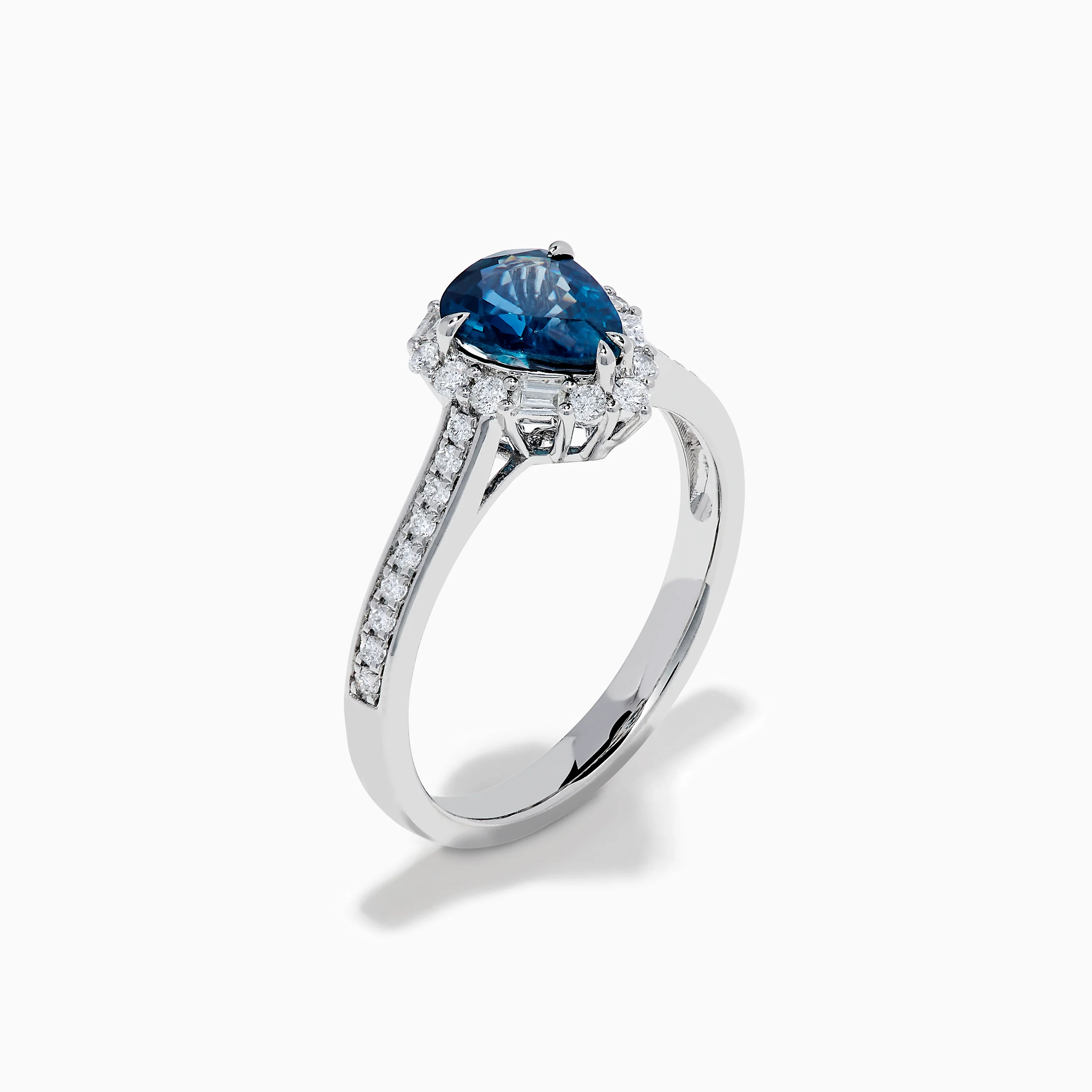 Effy Hematian 18K White Gold Pear Shaped Blue Sapphire and Diamond Ring - Image 4