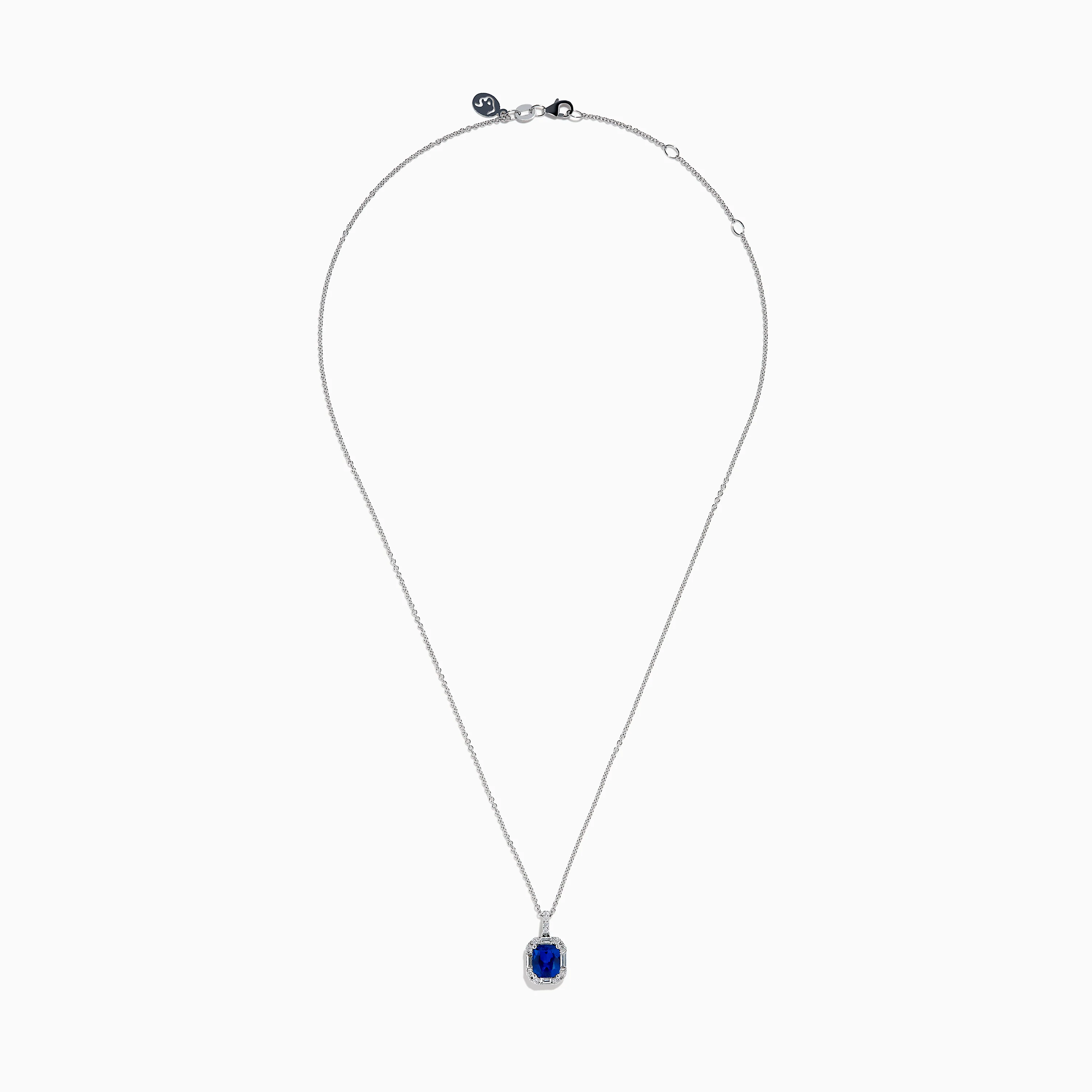 Effy Hematian 18K White Gold Sapphire and Diamond Halo Pendant - Image 3