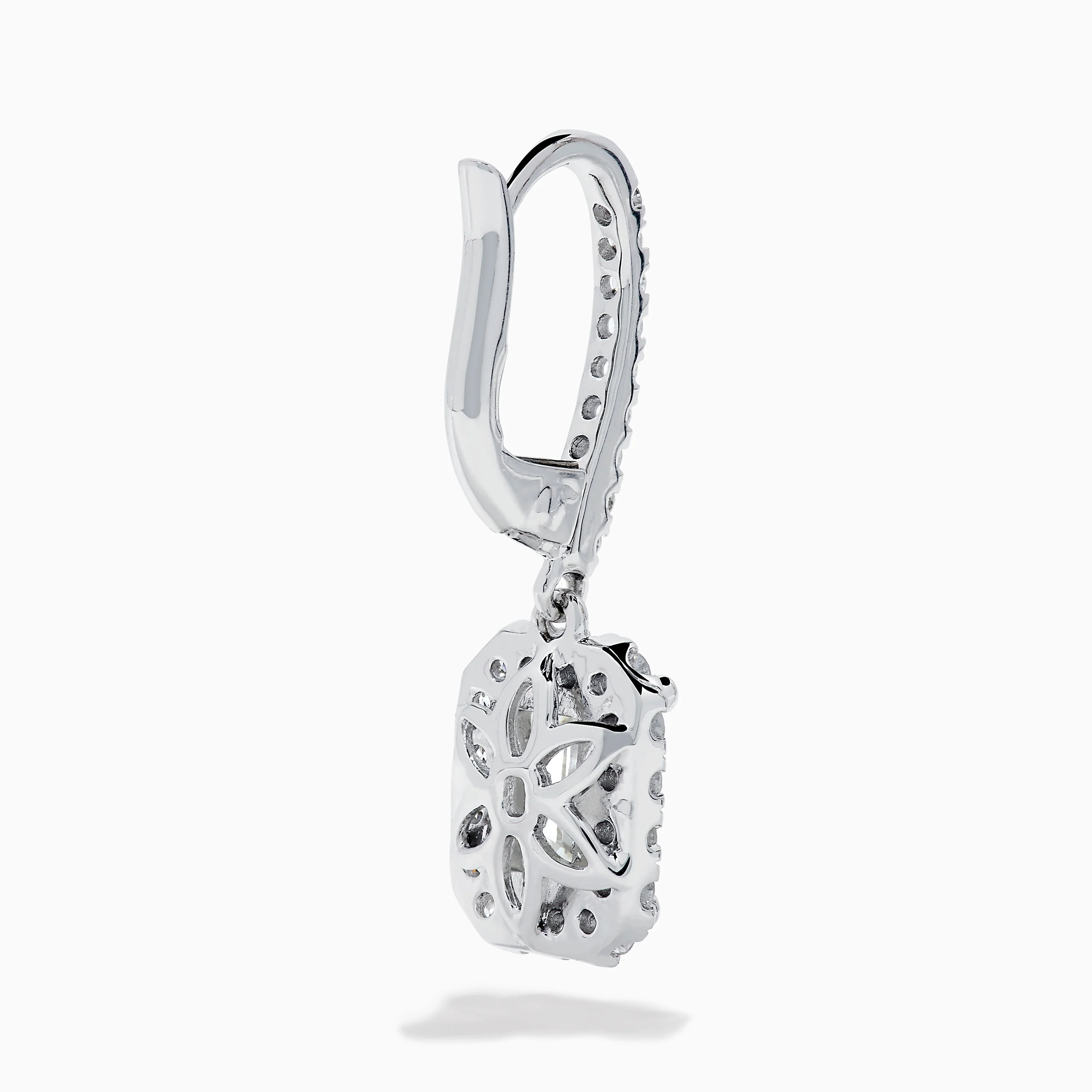 Lab Grown Diamond Emerald Cut Dangle Earrings in 14K White Gold - Image 4