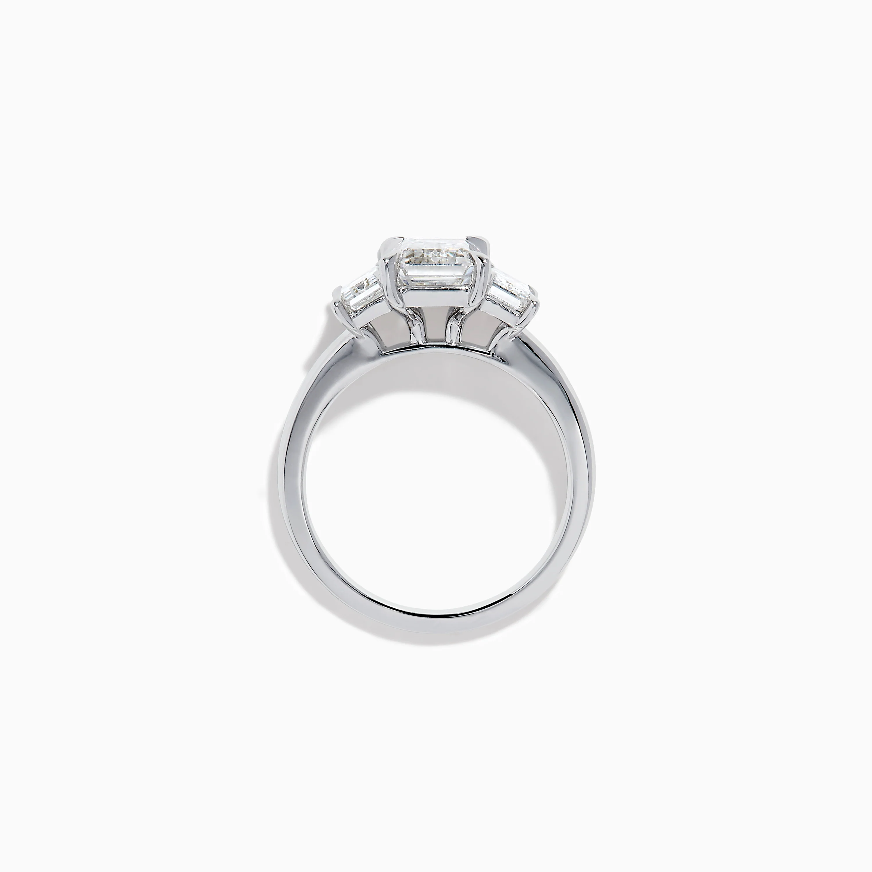 Lab Grown Emerald Cut Diamond 3 Stone Ring in 14K White Gold - Image 3