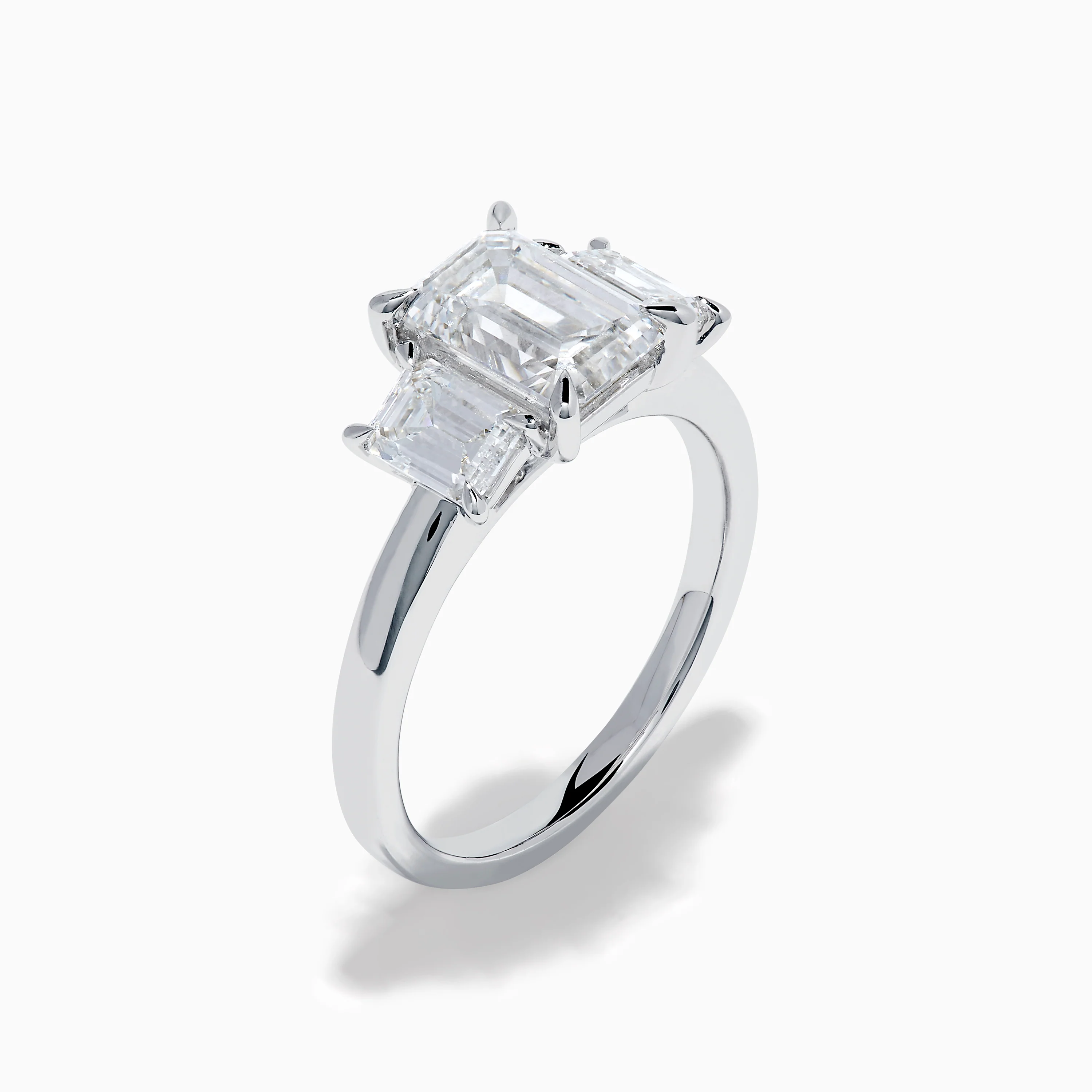 Lab Grown Emerald Cut Diamond 3 Stone Ring in 14K White Gold - Image 4