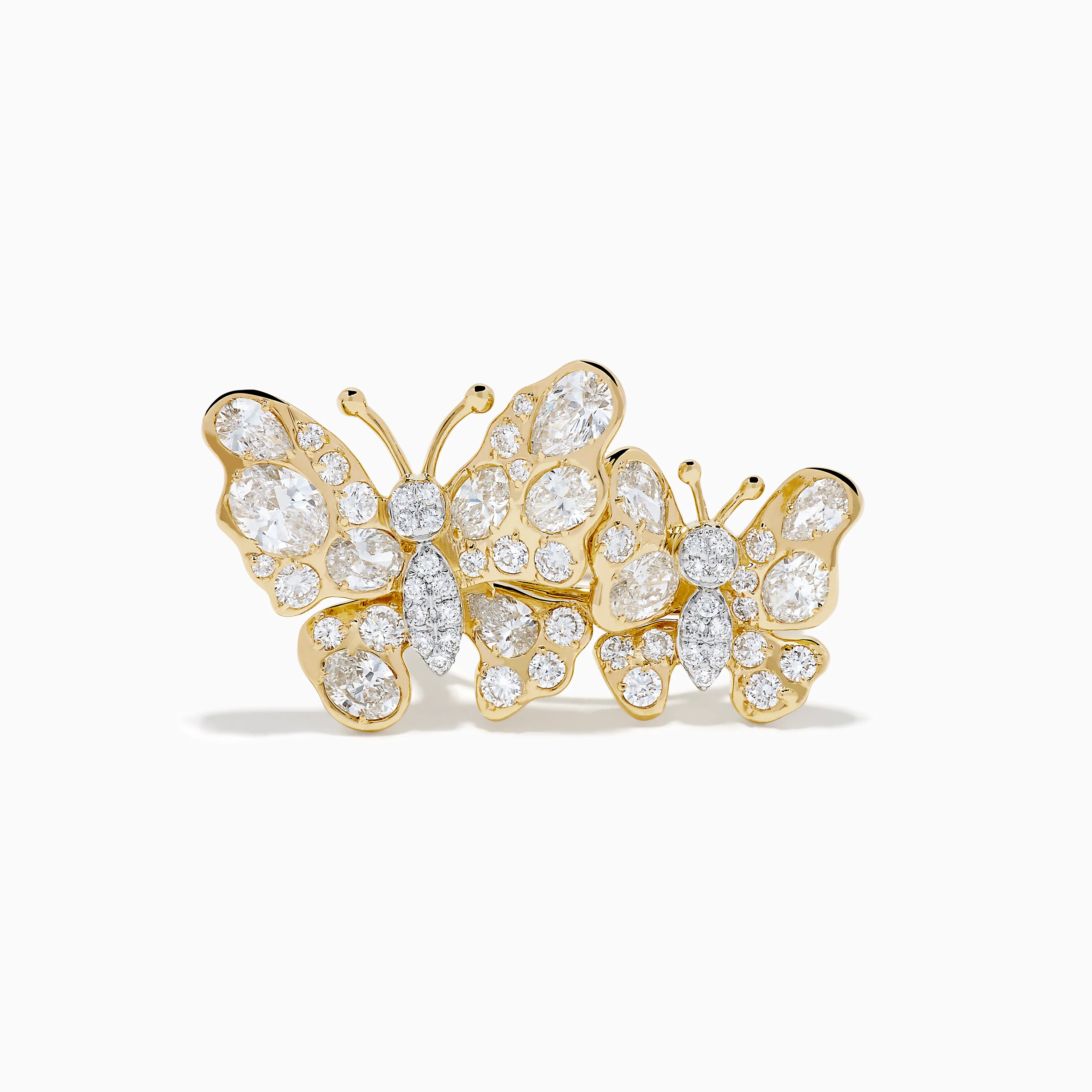 Lab Grown Multi Shape Diamond Butterfly Ring in 14K Yellow Gold