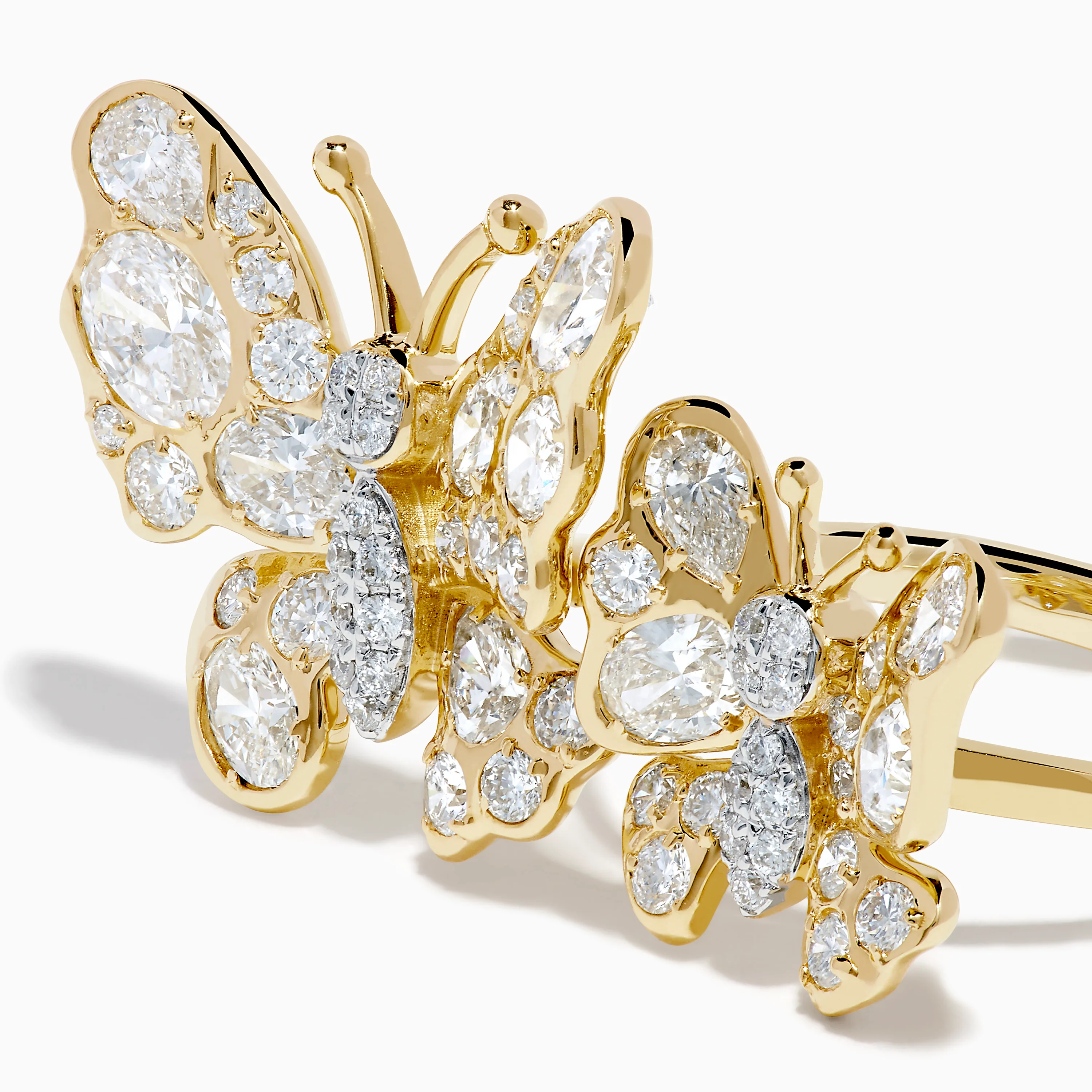 Lab Grown Multi Shape Diamond Butterfly Ring in 14K Yellow Gold - Image 2