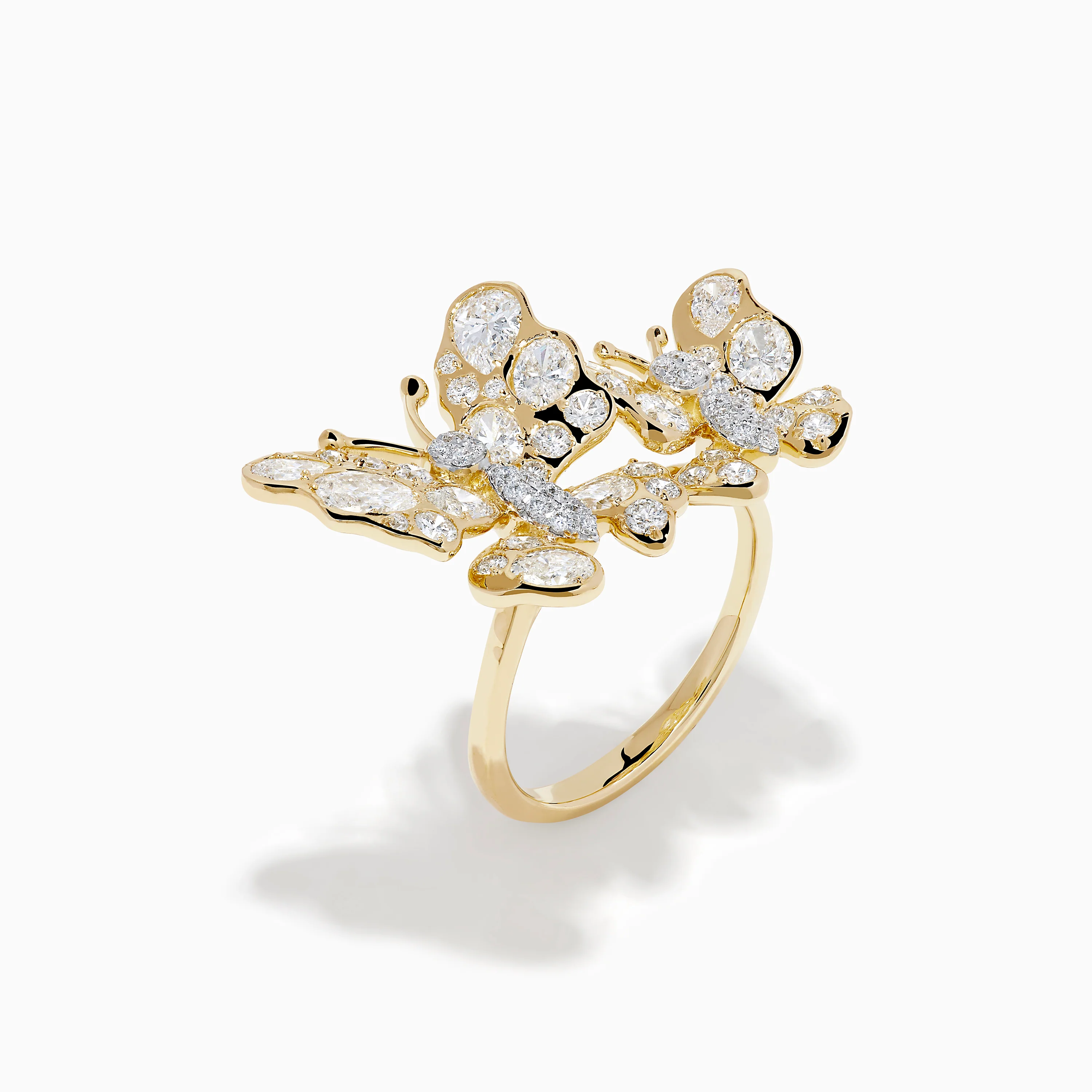Lab Grown Multi Shape Diamond Butterfly Ring in 14K Yellow Gold - Image 4