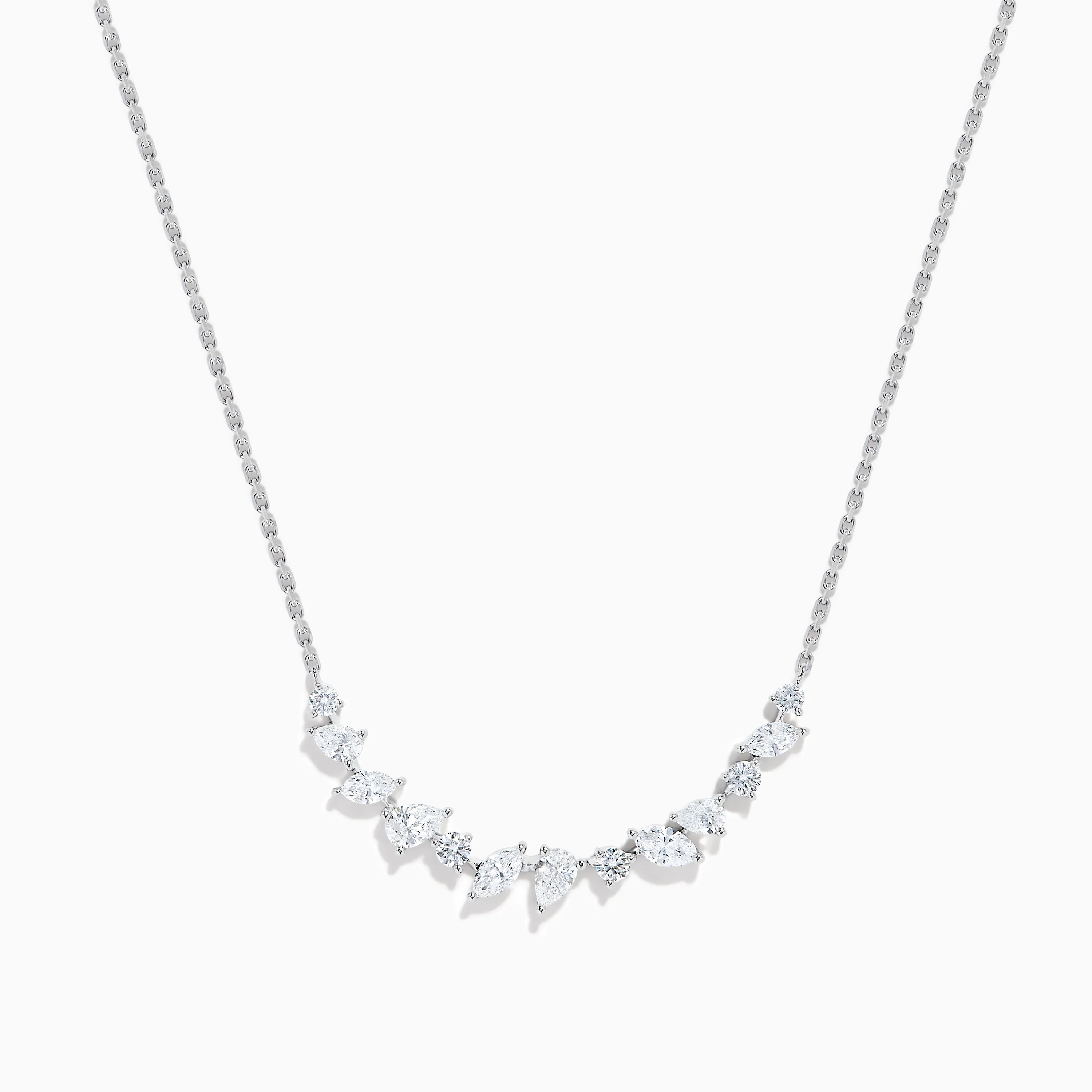 Lab Grown Multi Shape Diamond Collarbone Necklace in 14K White Gold
