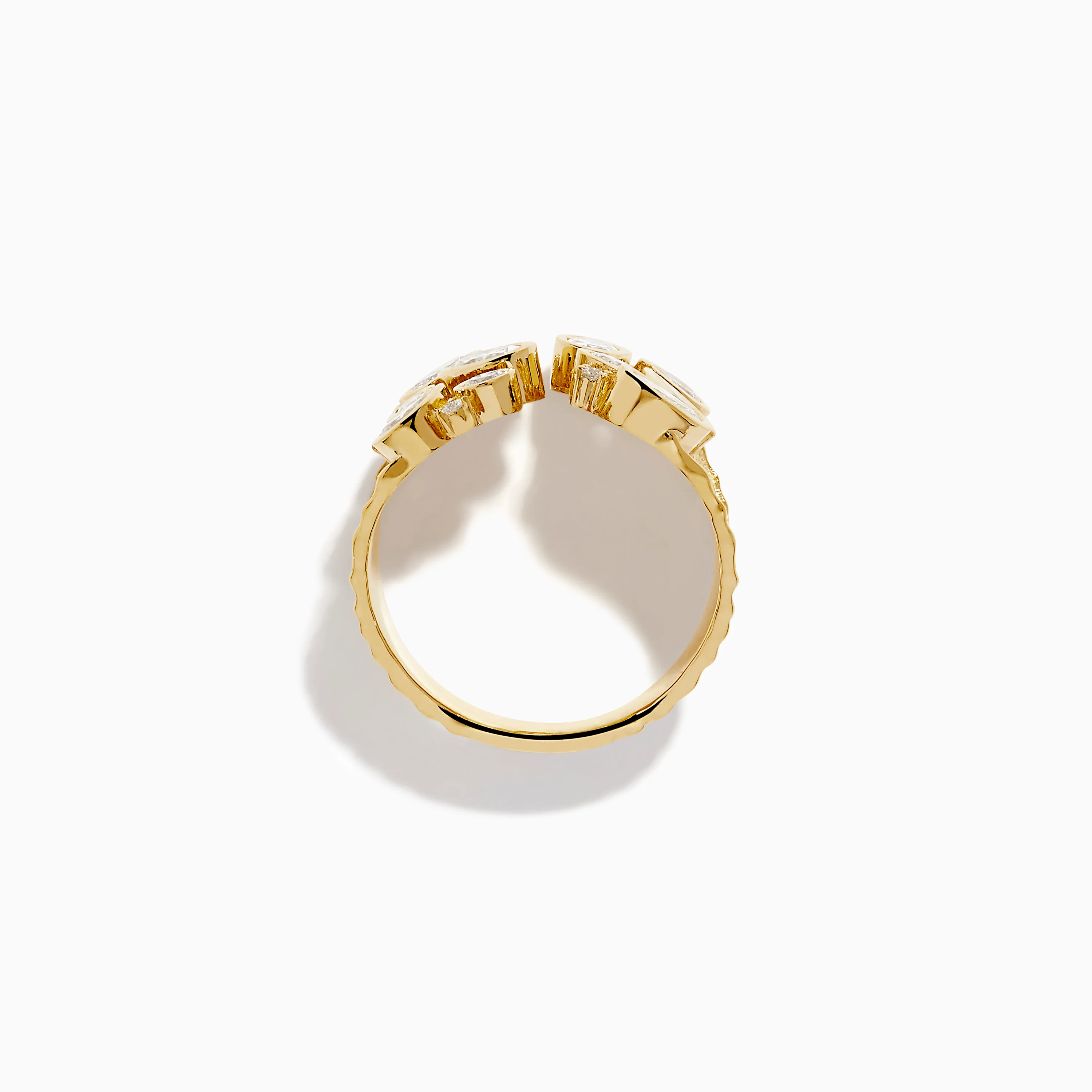 Lab Grown Multi Shape Diamond Open Shank Textured Ring in 14K Yellow Gold - Image 3