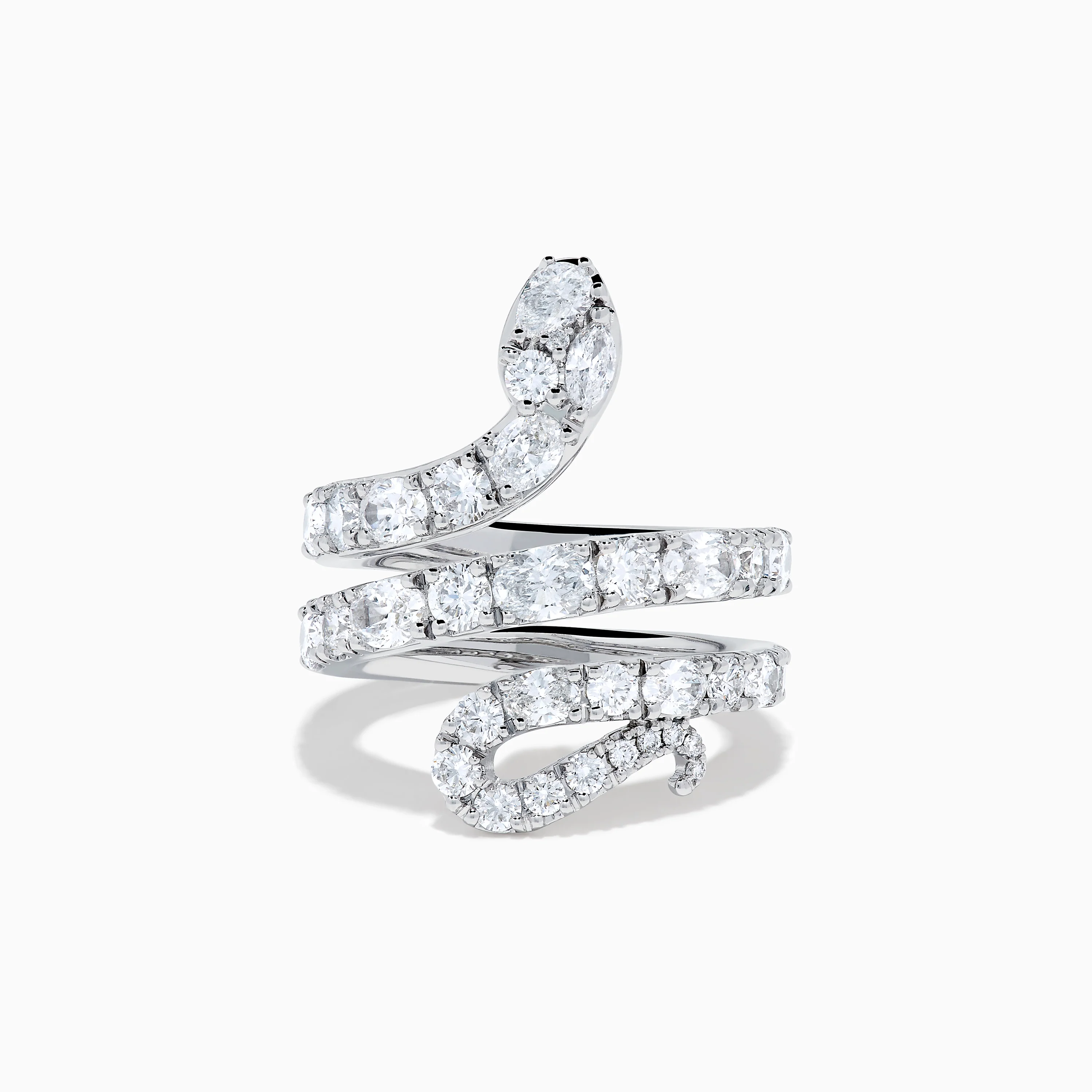 Lab Grown Multi Shape Diamond Snake Wrap Around Ring in 14K White Gold