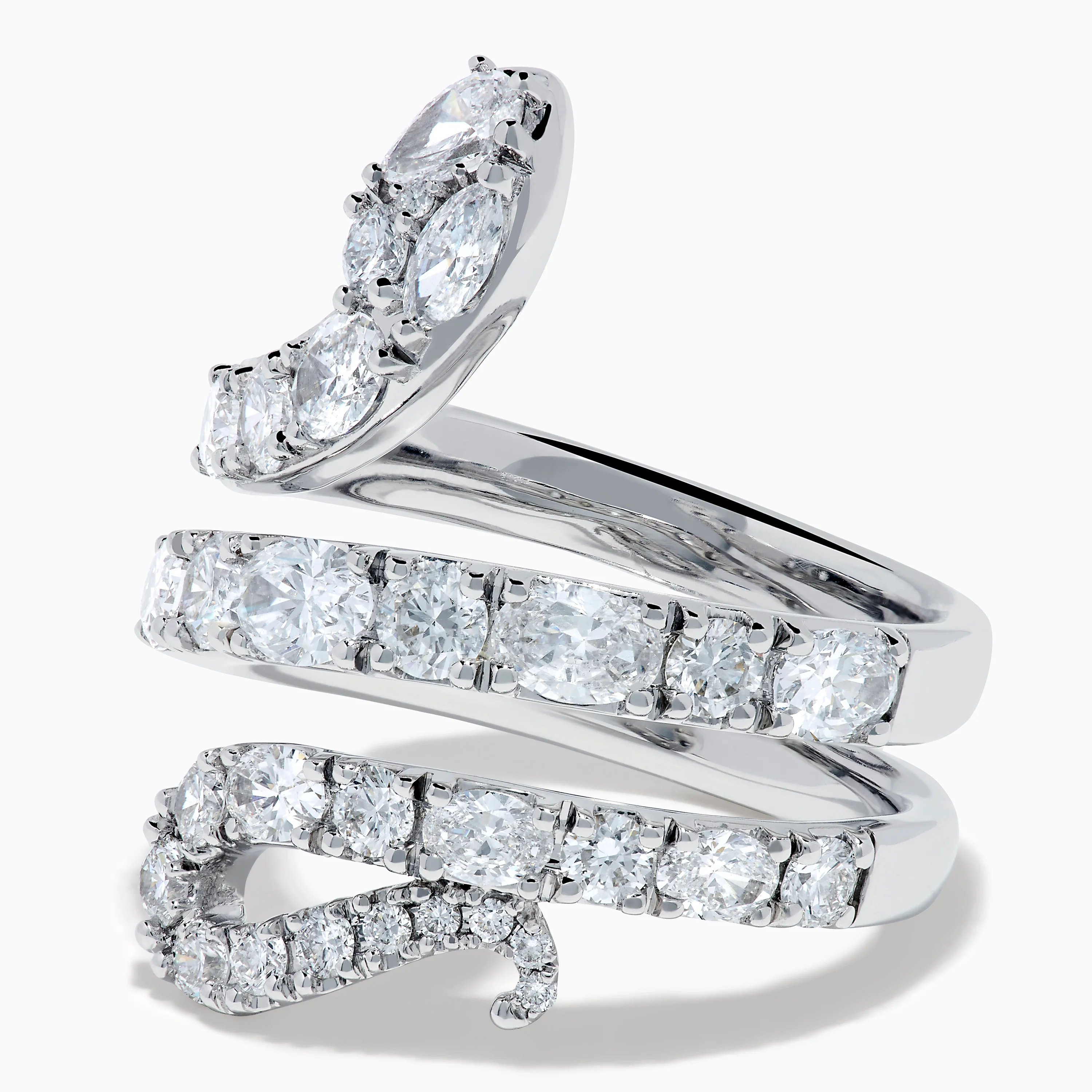 Lab Grown Multi Shape Diamond Snake Wrap Around Ring in 14K White Gold - Image 2