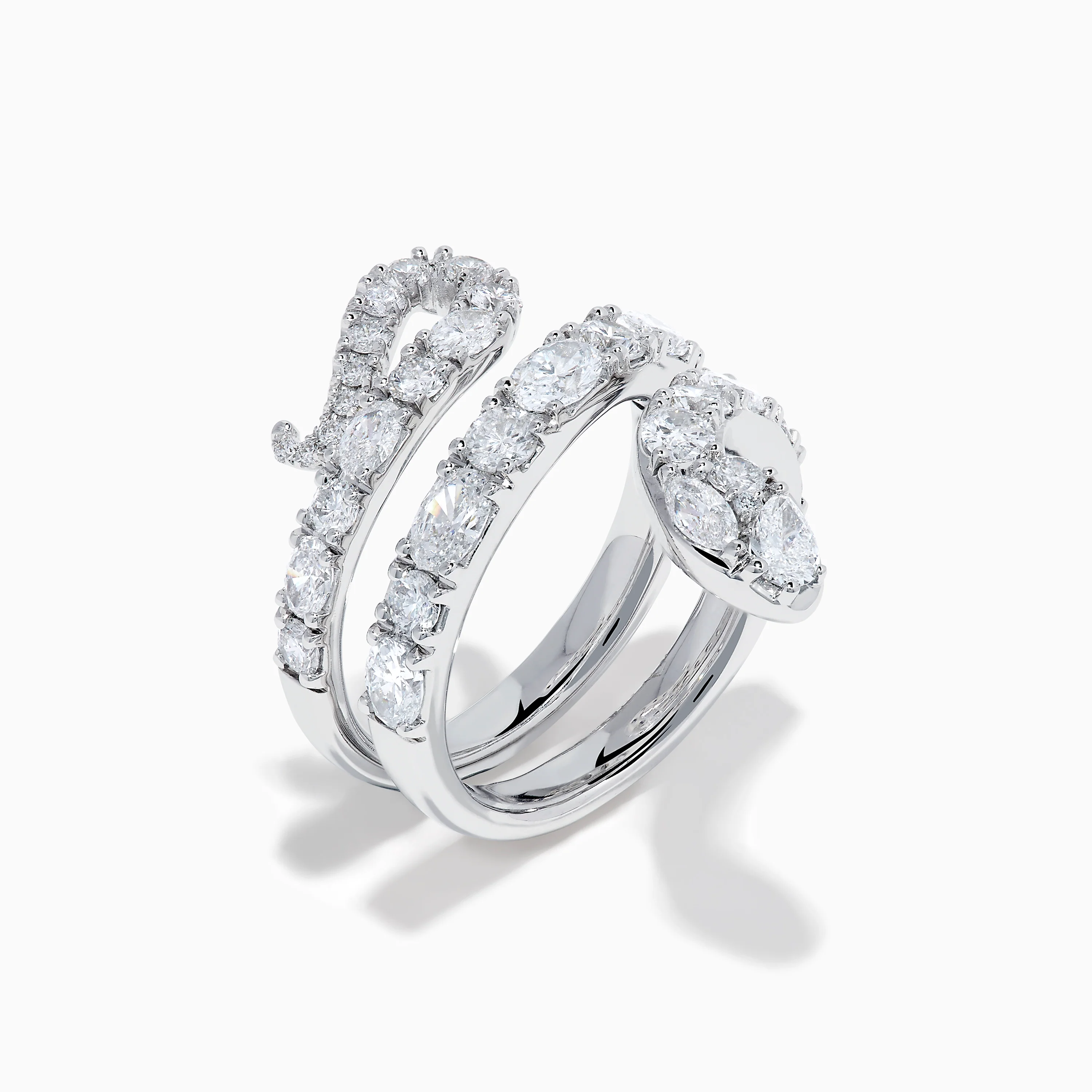 Lab Grown Multi Shape Diamond Snake Wrap Around Ring in 14K White Gold - Image 4