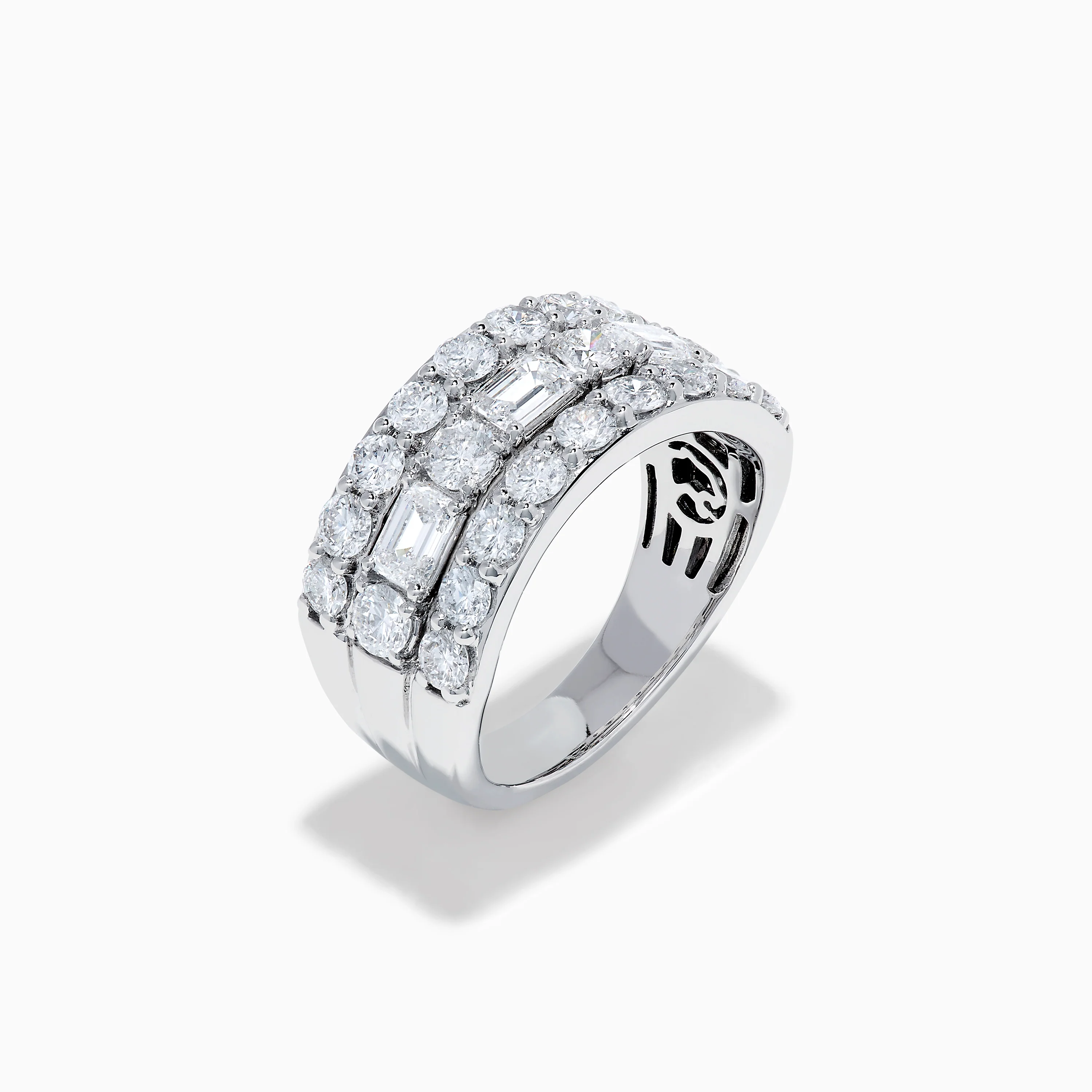 Lab Grown Multi Shape Diamond Wide Band in 14K White Gold - Image 4