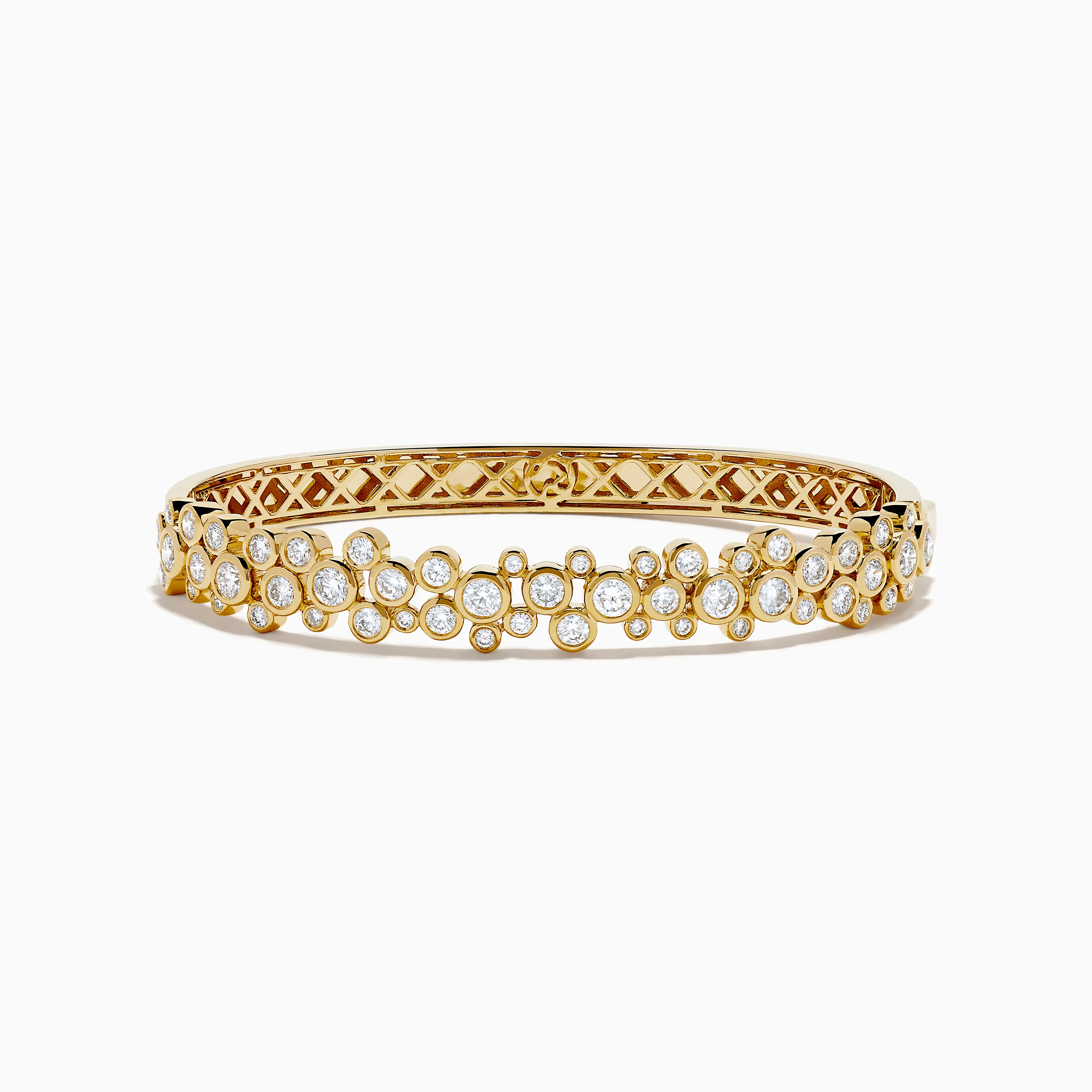 Lab Grown Round Diamond 2.88ct Bubble Bangle in 14K Yellow Gold