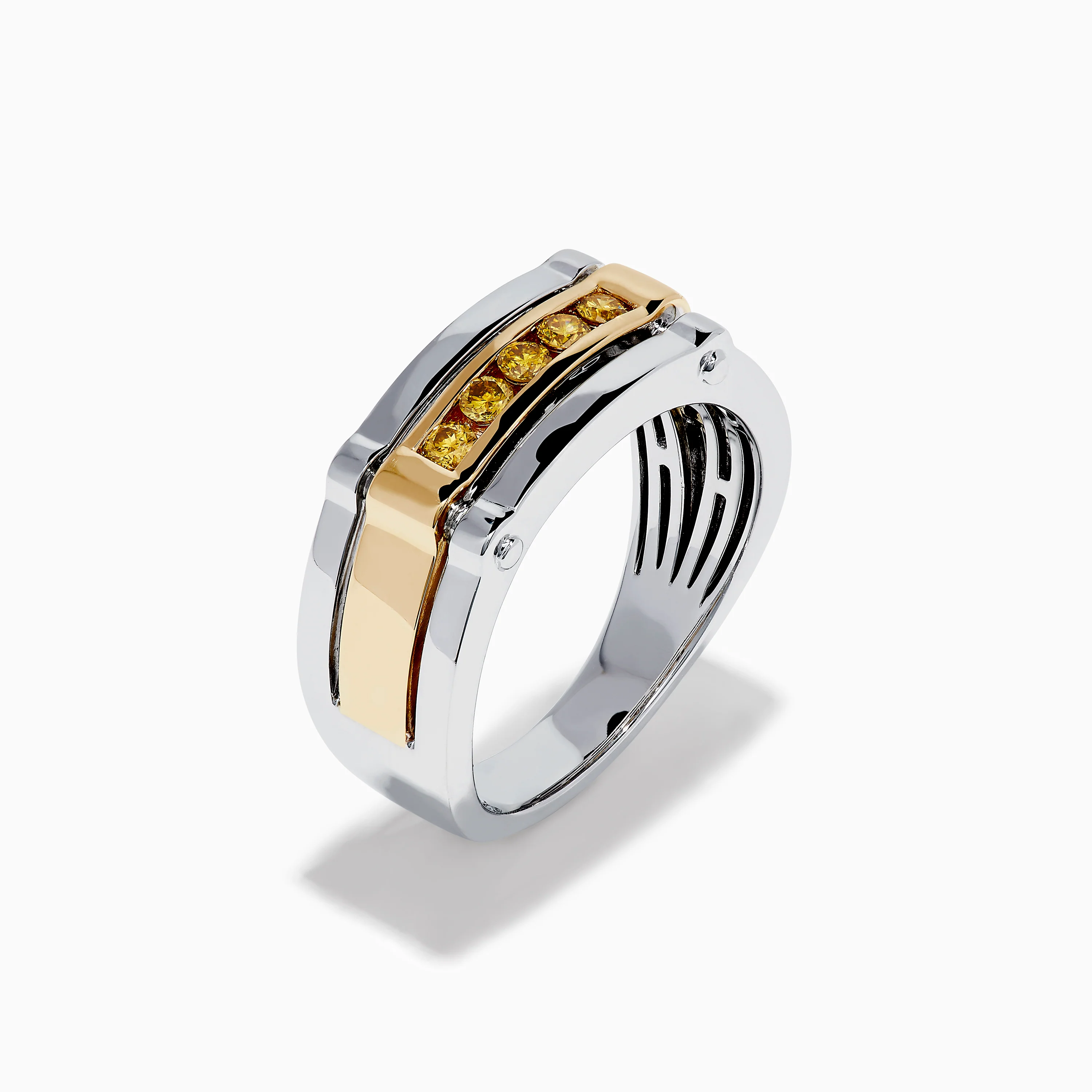Men's 14K Two Tone Gold Yellow Diamond Ring - Image 4